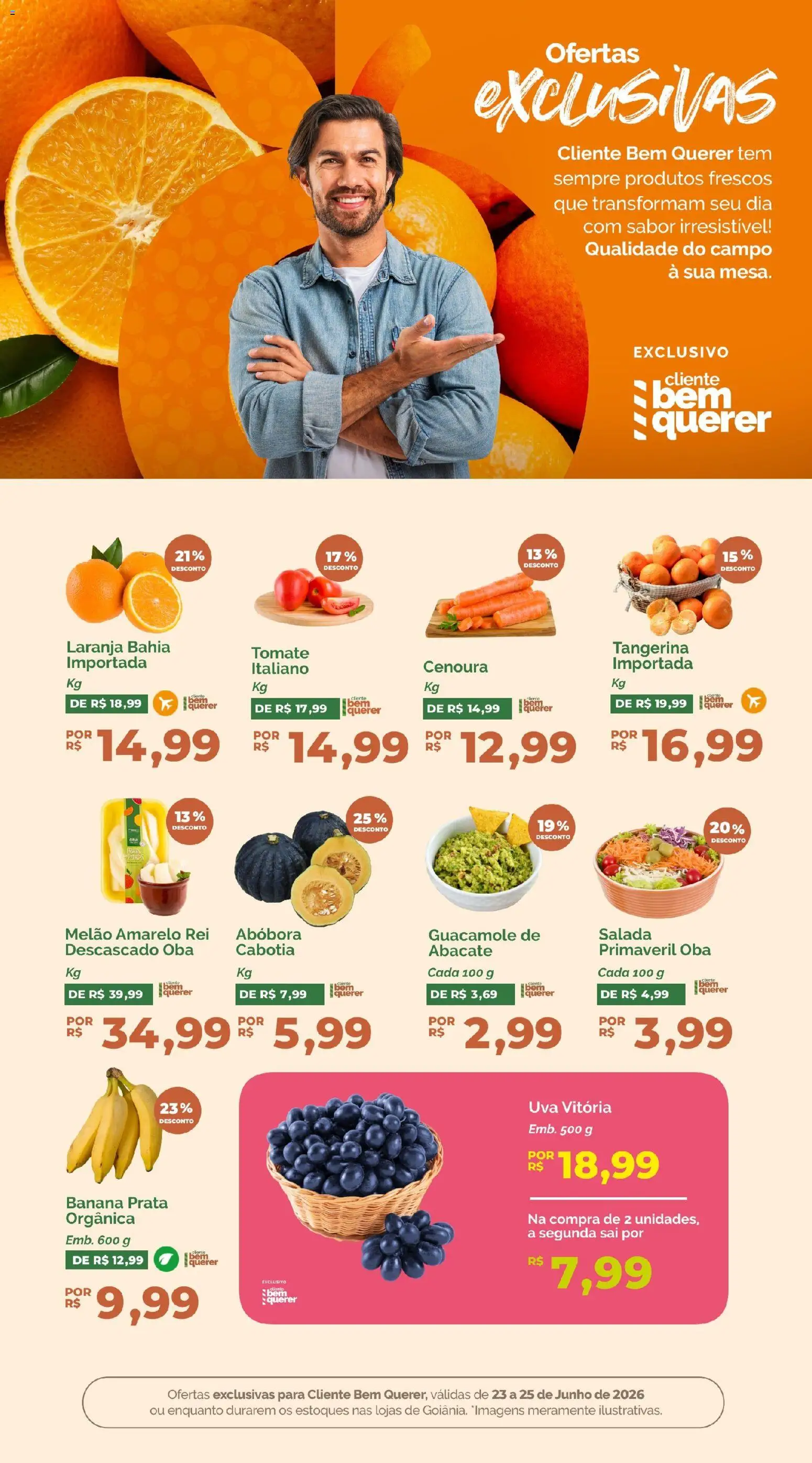 Oba Hortifruti Folheto - válido de 23/06/2026 | Página: 3 | Produtos: Melão, Abóbora, Cenoura, Salada