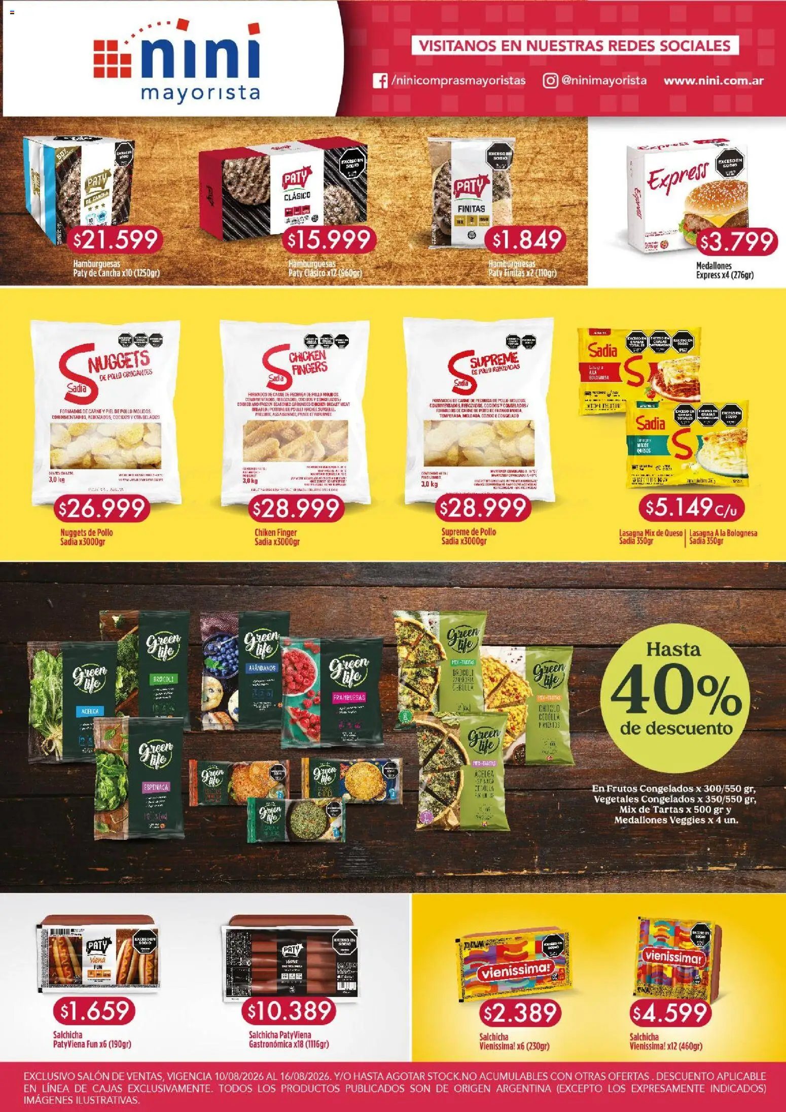 NINI Mayorista Frescos │ válido desde el 10/08/2026 | Página: 4 | Productos: Carne, Salchicha, Brocoli, Queso