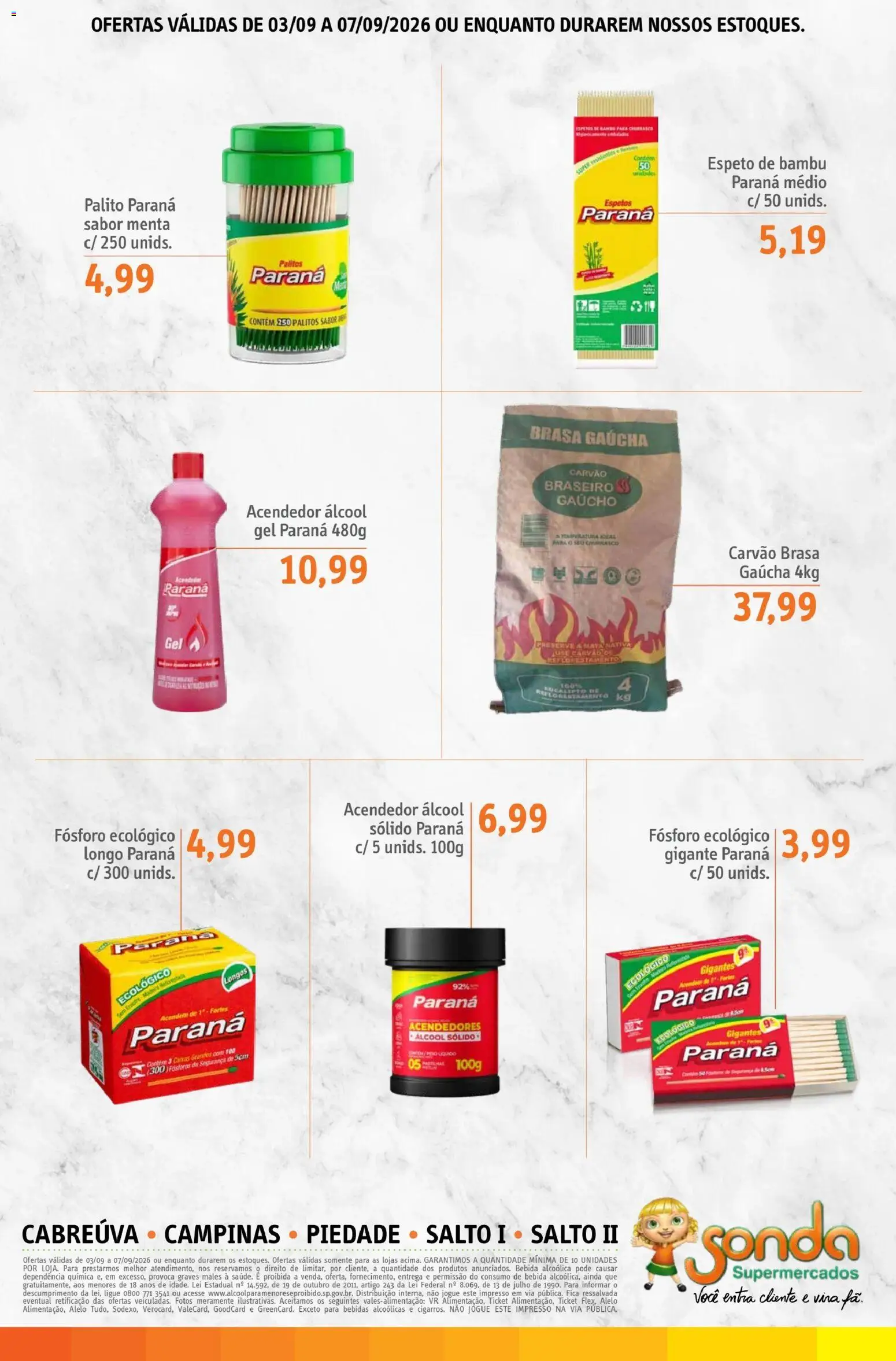 Sonda Folheto - válido de 03/09/2026 | Página: 6 | Produtos: Fósforo, Álcool, Bebidas, Bebida