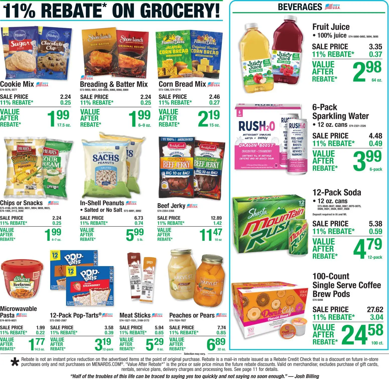 Menards Weekly Ad - valid from 09/10/2026 | Page: 19 | Products: Popcorn, Pasta, Sugar, Pears