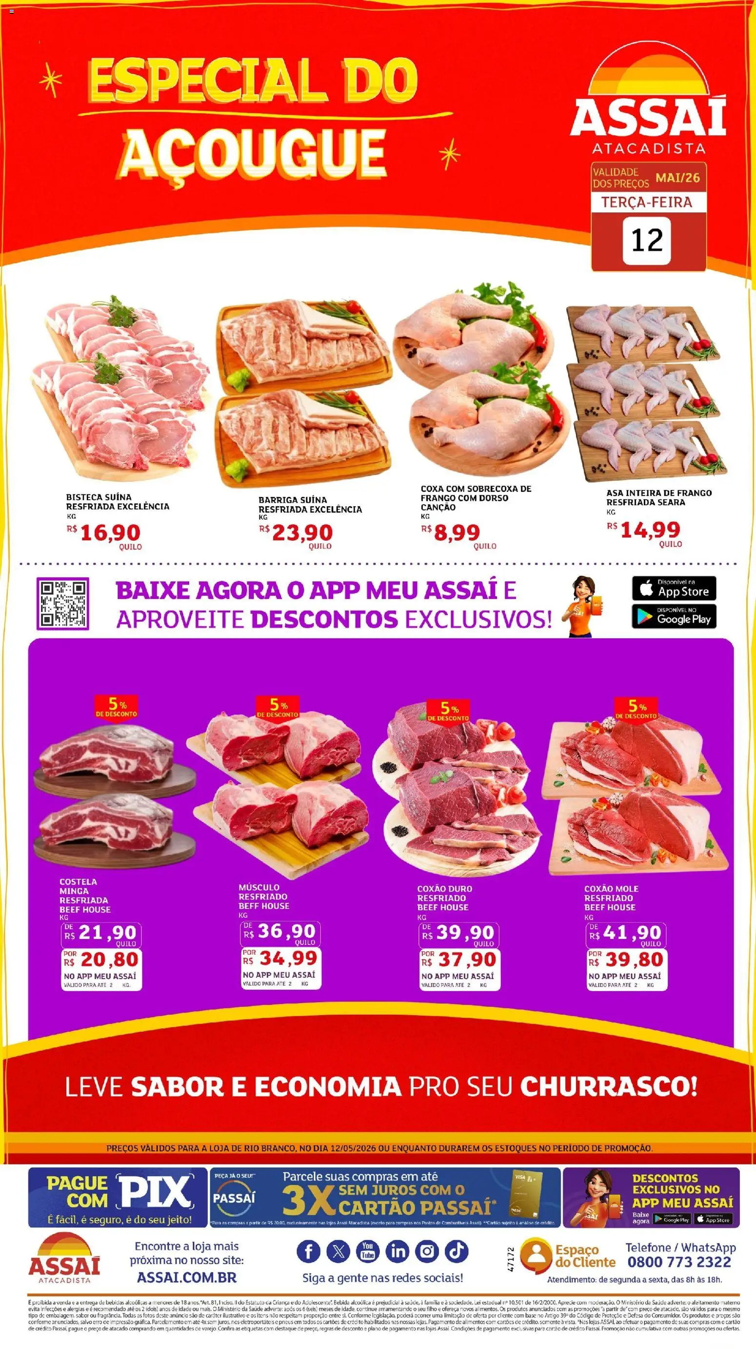 Assaí Atacadista Folheto - válido de 12.05.2026 | Página: 1 | Produtos: Pneus, Base, Telefone, Frango