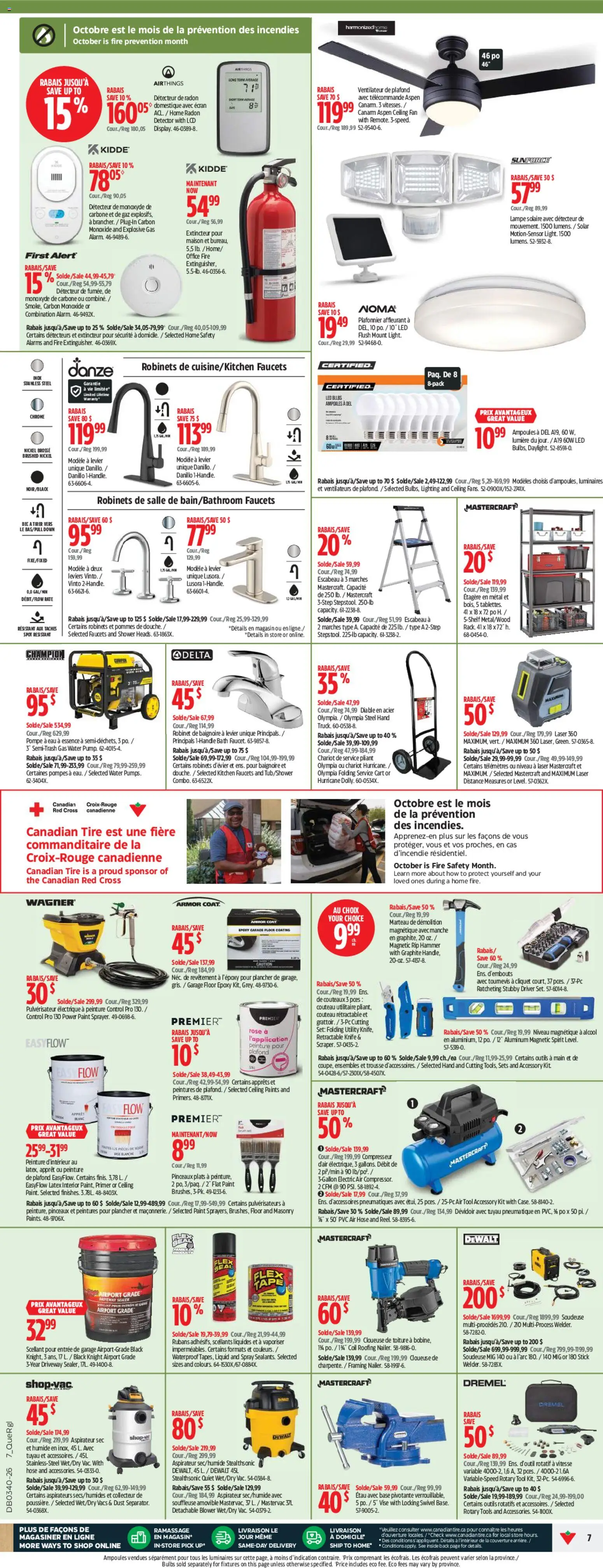 Canadian Tire flyer valid from Oct 1, 2026 | Page: 7 | Products: Water, Lighting, Bath, Shower