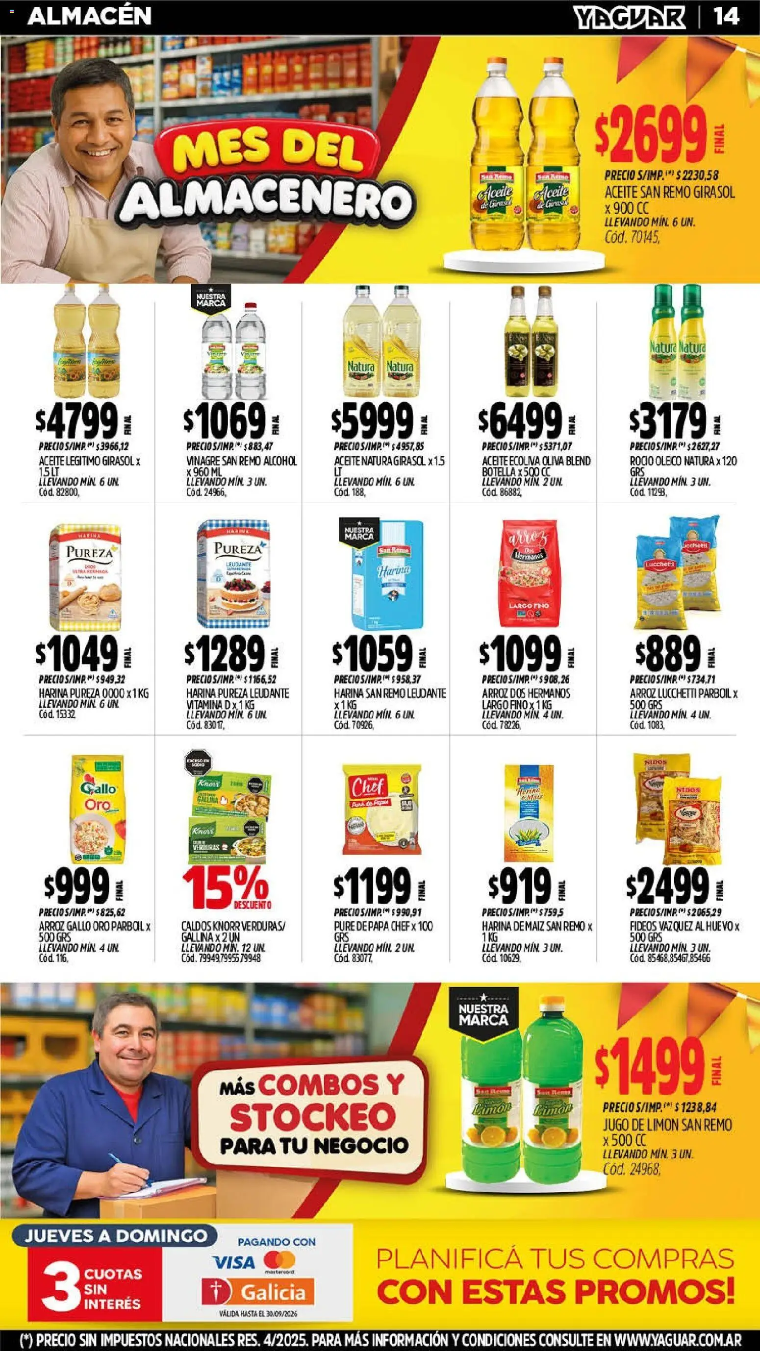 Yaguar - Oferta Semanal Misiones │ válido desde el 14/09/2026 | Página: 14 | Productos: Botella, Vinagre, Maiz, Limón