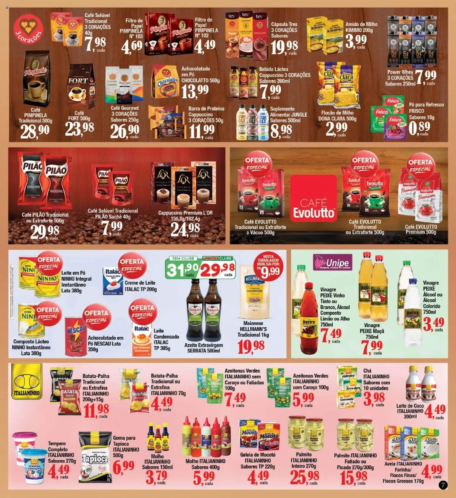 Supermercados Unidos Folheto - válido de 17/07/2026 | Página: 7 | Produtos: Achocolatado, Amido de milho, Vinagre, Leite