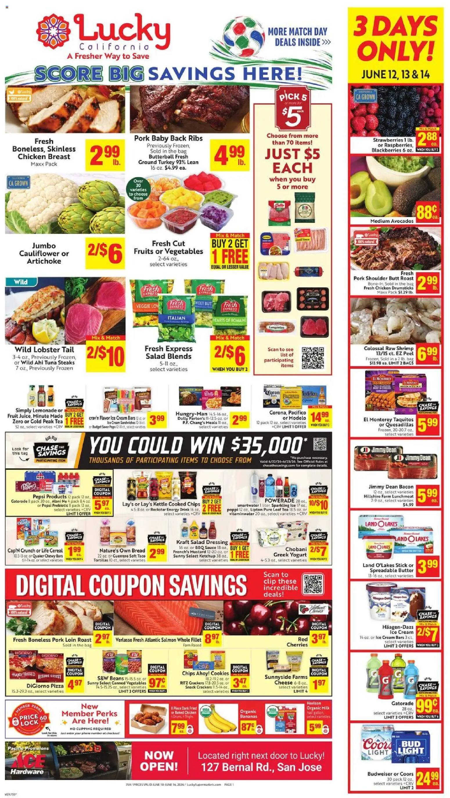Lucky Supermarkets Weekly Ad - valid from 10.06.2026 | Page: 1 | Products: Clip, Pizza, Cream, Vegetables