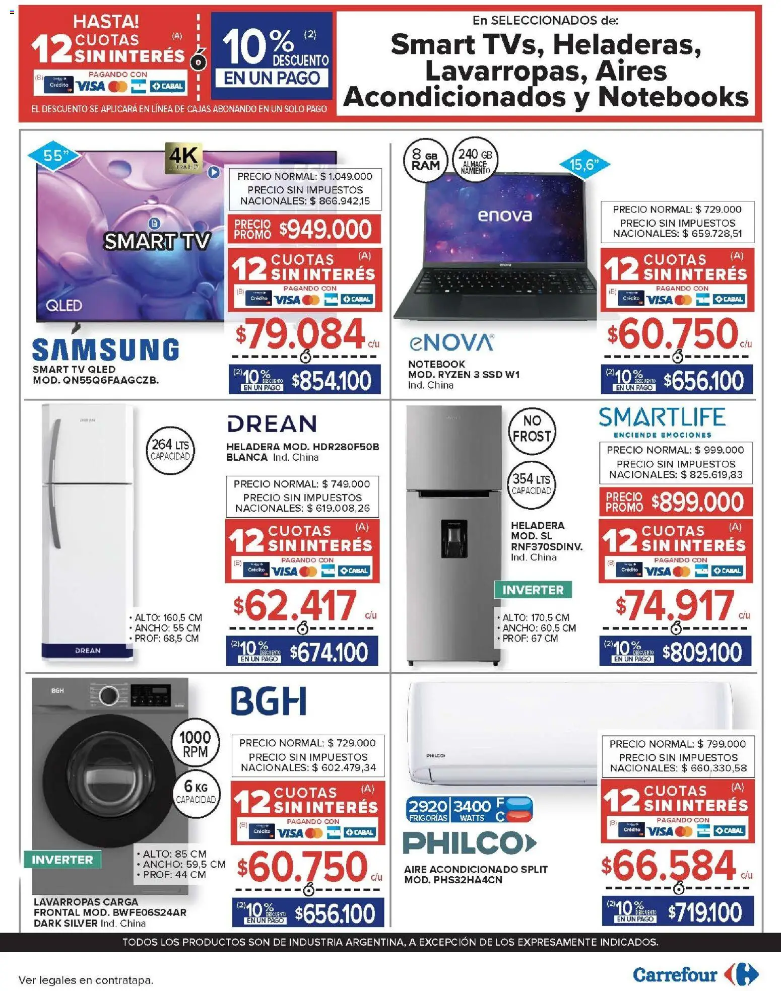 Carrefour ofertas │ válido desde el 11/08/2026 | Página: 30 | Productos: Aire acondicionado, Lavarropas, Heladera, Notebook