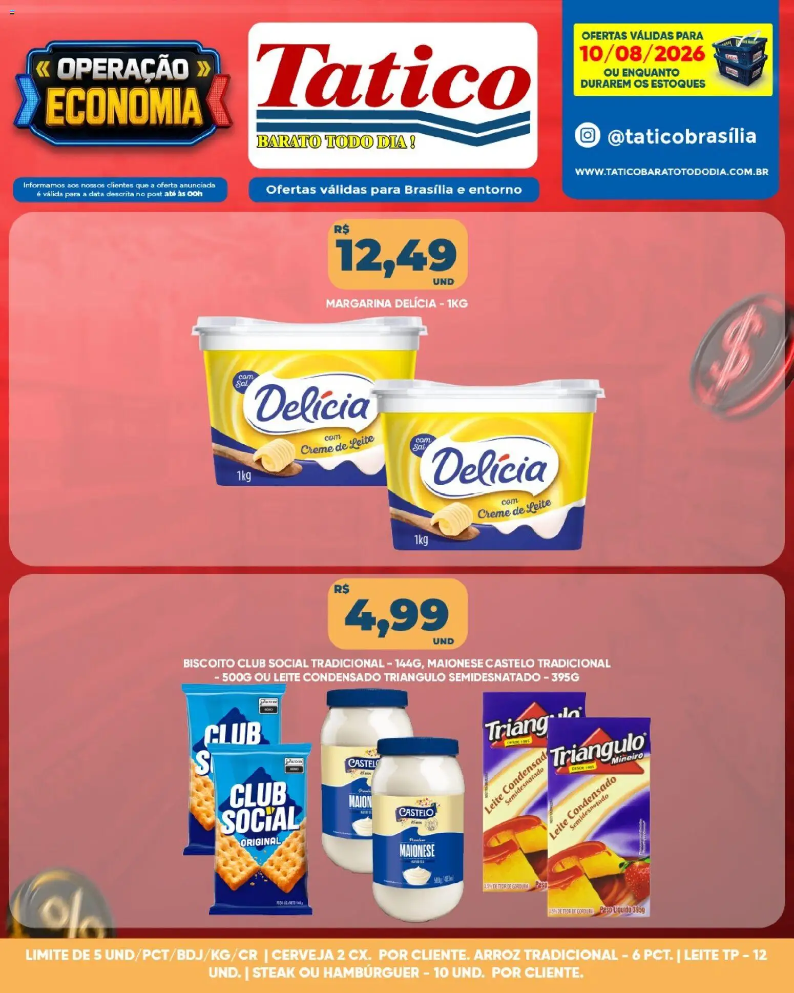 Tatico Folheto - válido de 11/08/2026 | Página: 26 | Produtos: Biscoito, Arroz, Hambúrguer, Creme de leite