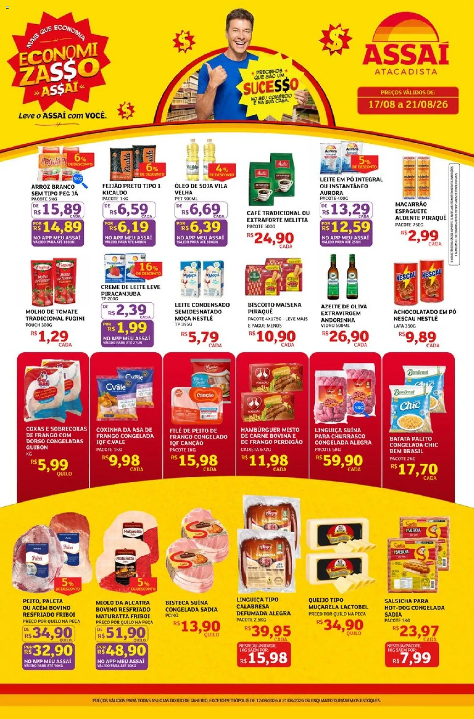 Assaí Atacadista Folheto - válido de 17/08/2026 | Página: 1 | Produtos: Molho de tomate, Alcatra, Macarrão, Carne