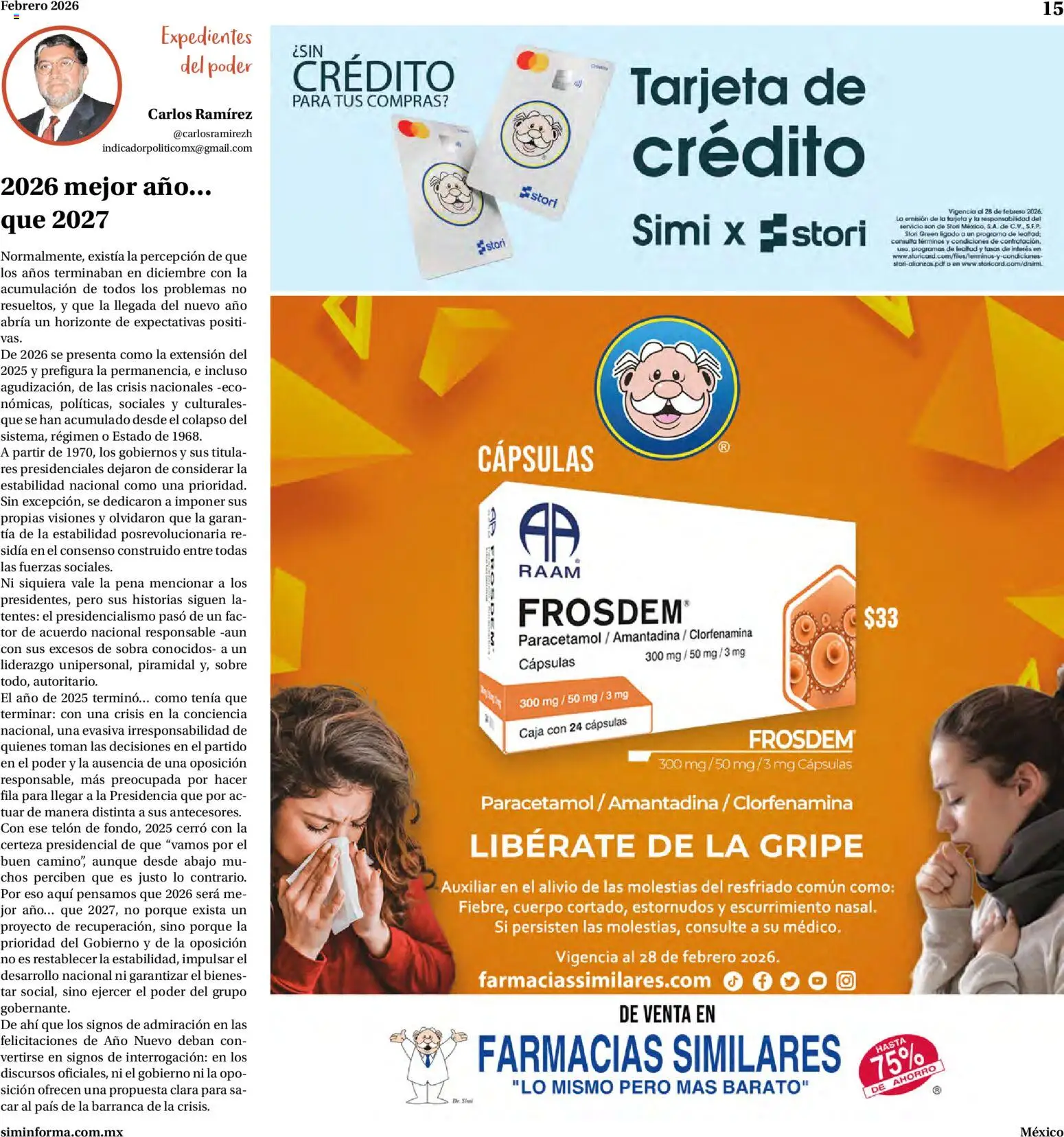 Nuevas ofertas de Farmacias Similares válidas en toda la República Mexicana desde el 01.02.2026. ¡Encuentra las mejores ofertas en Farmacias Similares catálogo! | Página: 15 | Productos: Extensión, Res, Caja, Sobre
