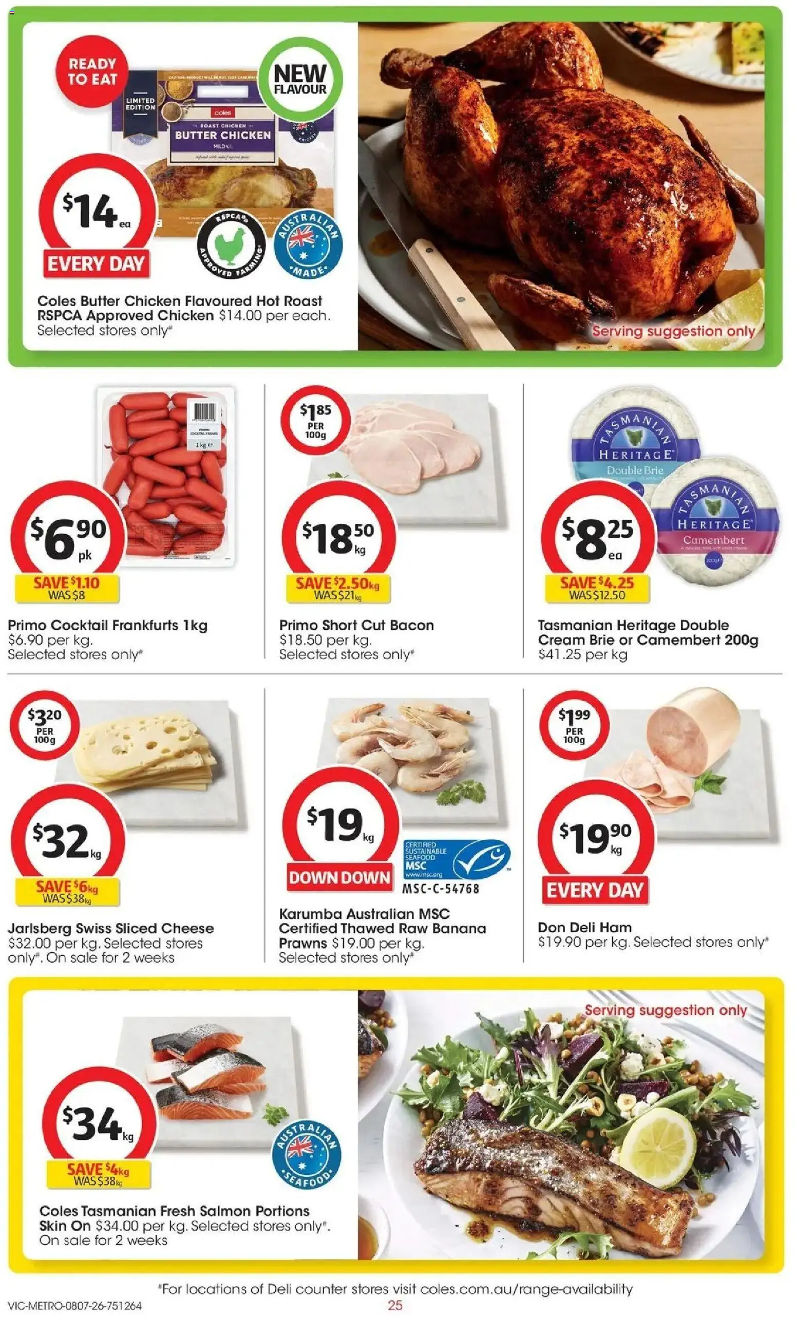 Coles catalogue - valid from 07/07/2026 | Page: 25 | Products: Bacon, Cheese, Salmon, Sustainable