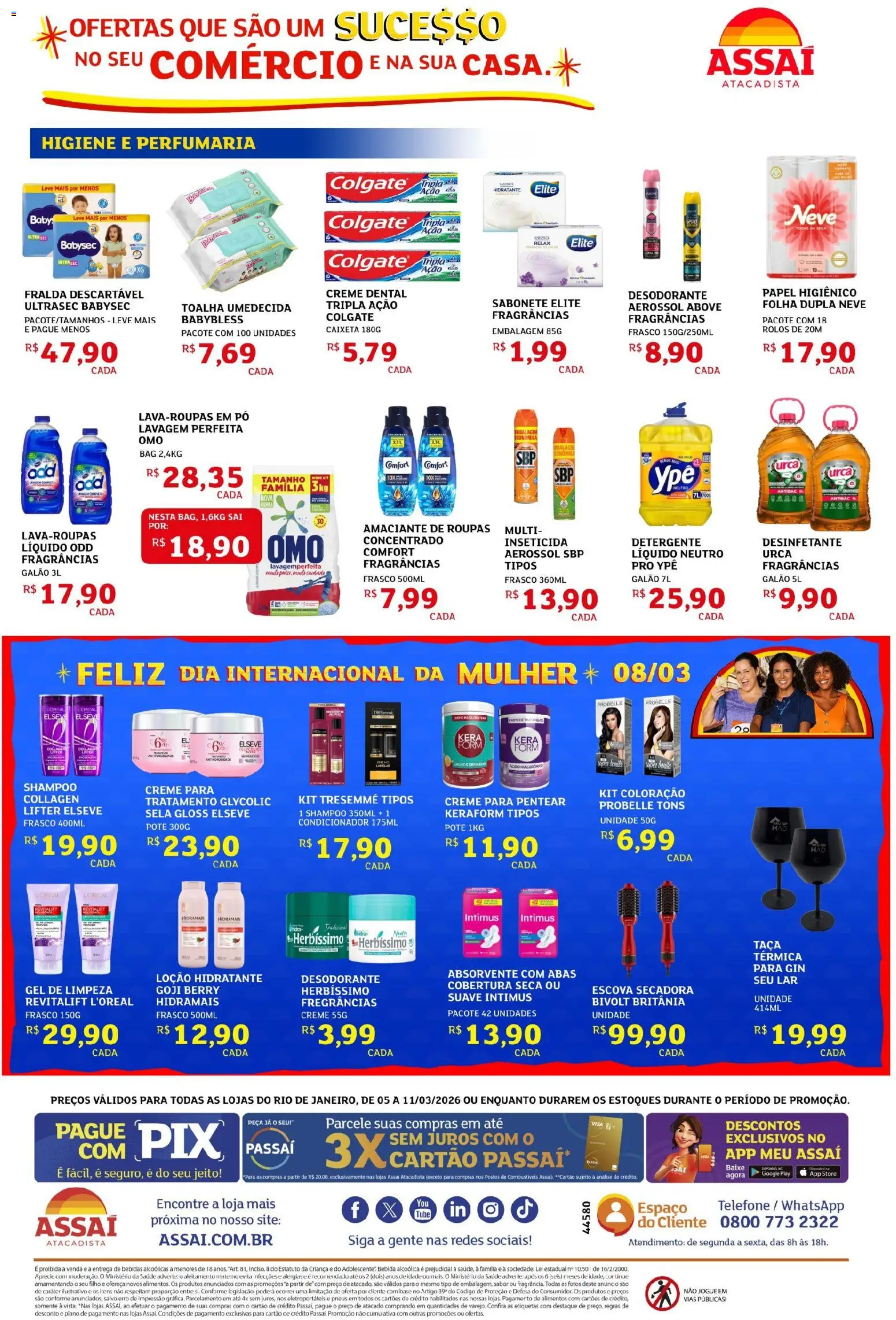 Assaí Atacadista Folheto - válido de 05.03.2026 | Página: 4 | Produtos: Escova secadora, Base, Telefone, Desinfetante