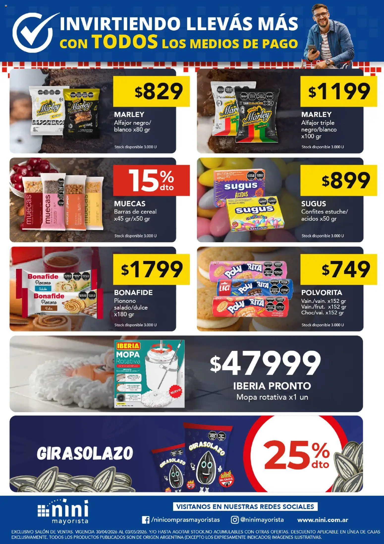 NINI Mayorista ofertas JUEVES A DOMINGO │ válido desde el 30.04.2026 | Página: 4 | Productos: Mopa, Pionono, Alfajor