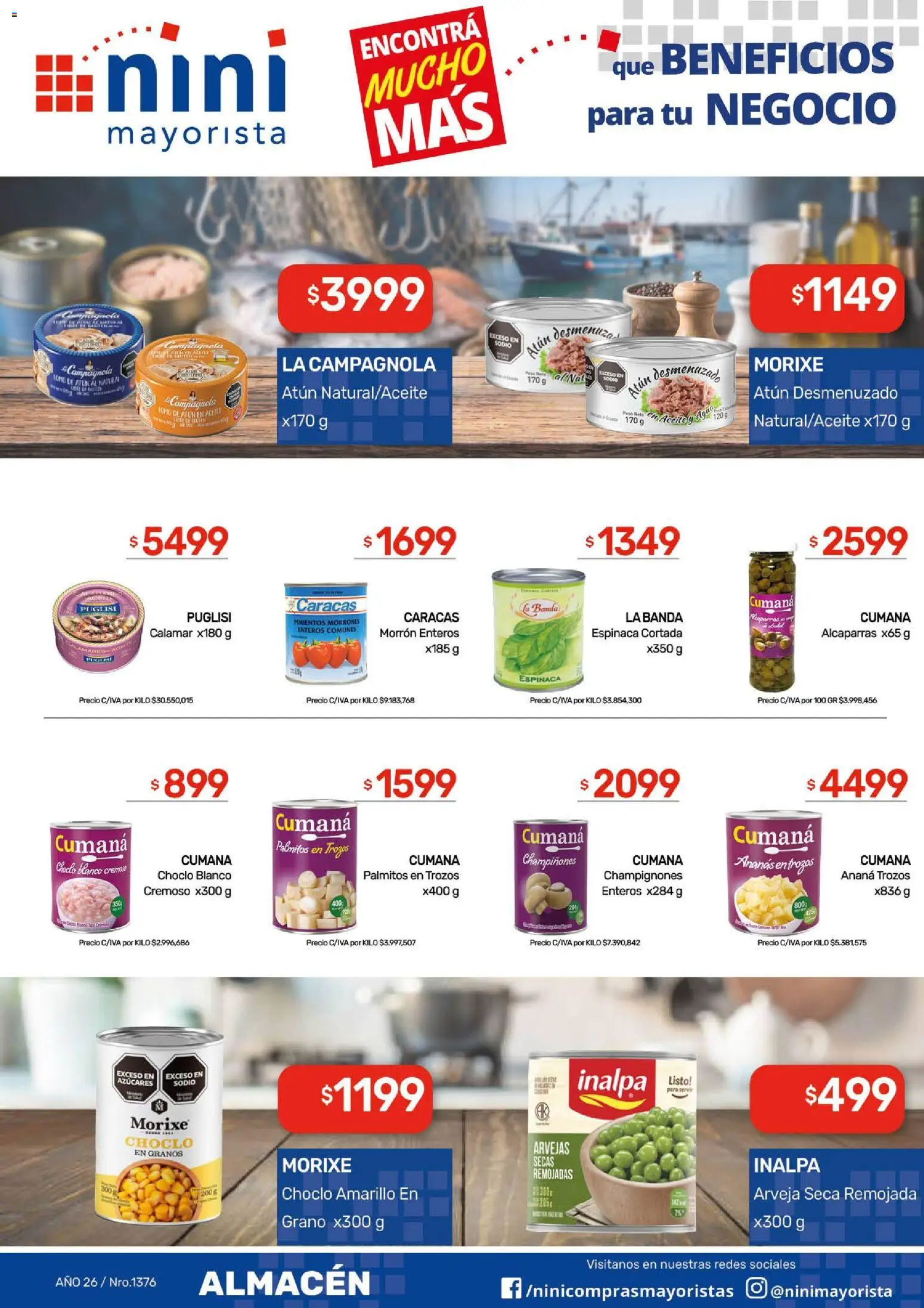 NINI Mayorista catálogo │ válido desde el 07/09/2026 | Página: 29 | Productos: Aceite, Arvejas, Champiñones, Palmitos