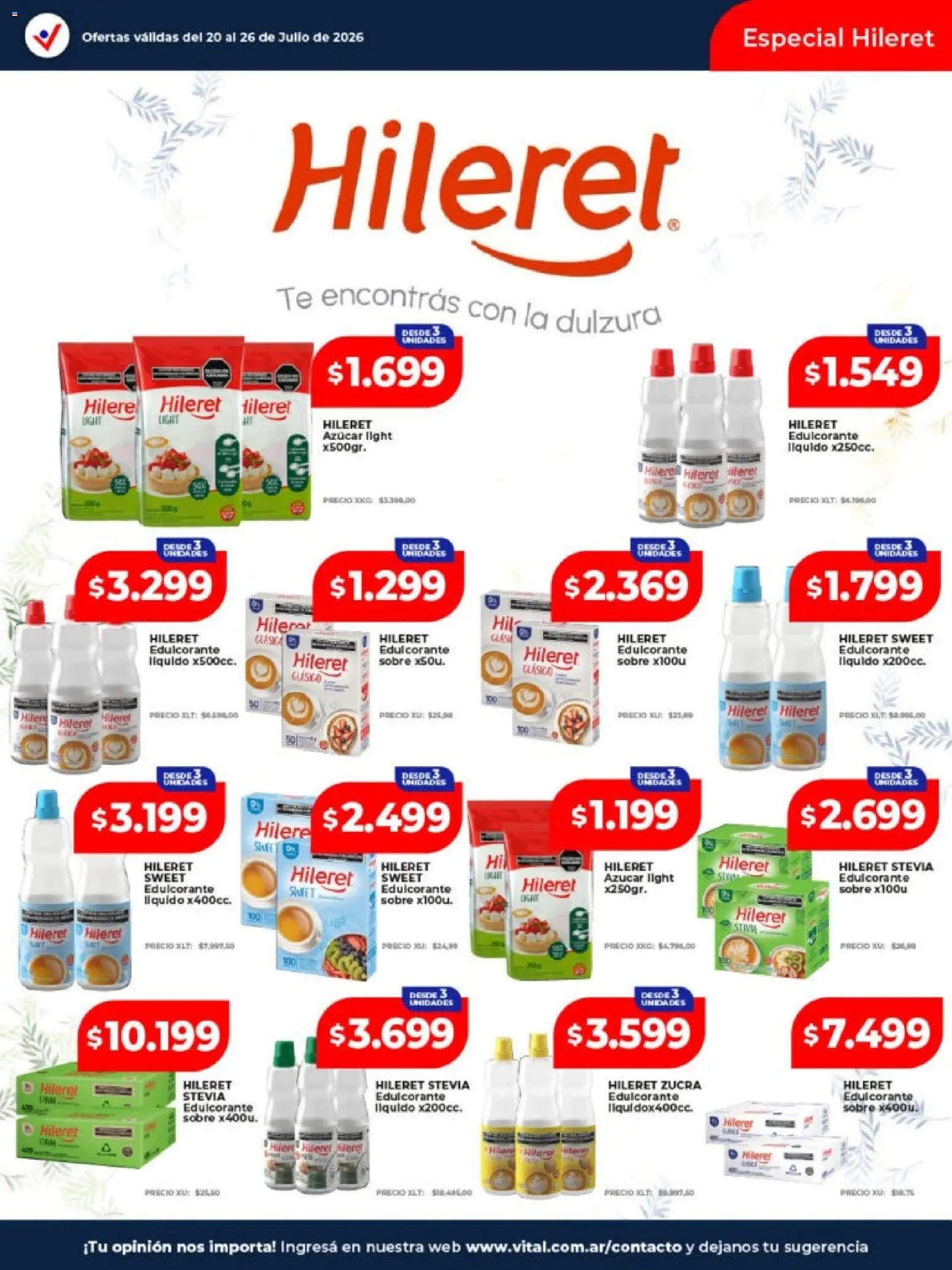 Vital - Ofertas │ válido desde el 20/07/2026 | Página: 20 | Productos: Sobre, Azucar, Edulcorante, Té