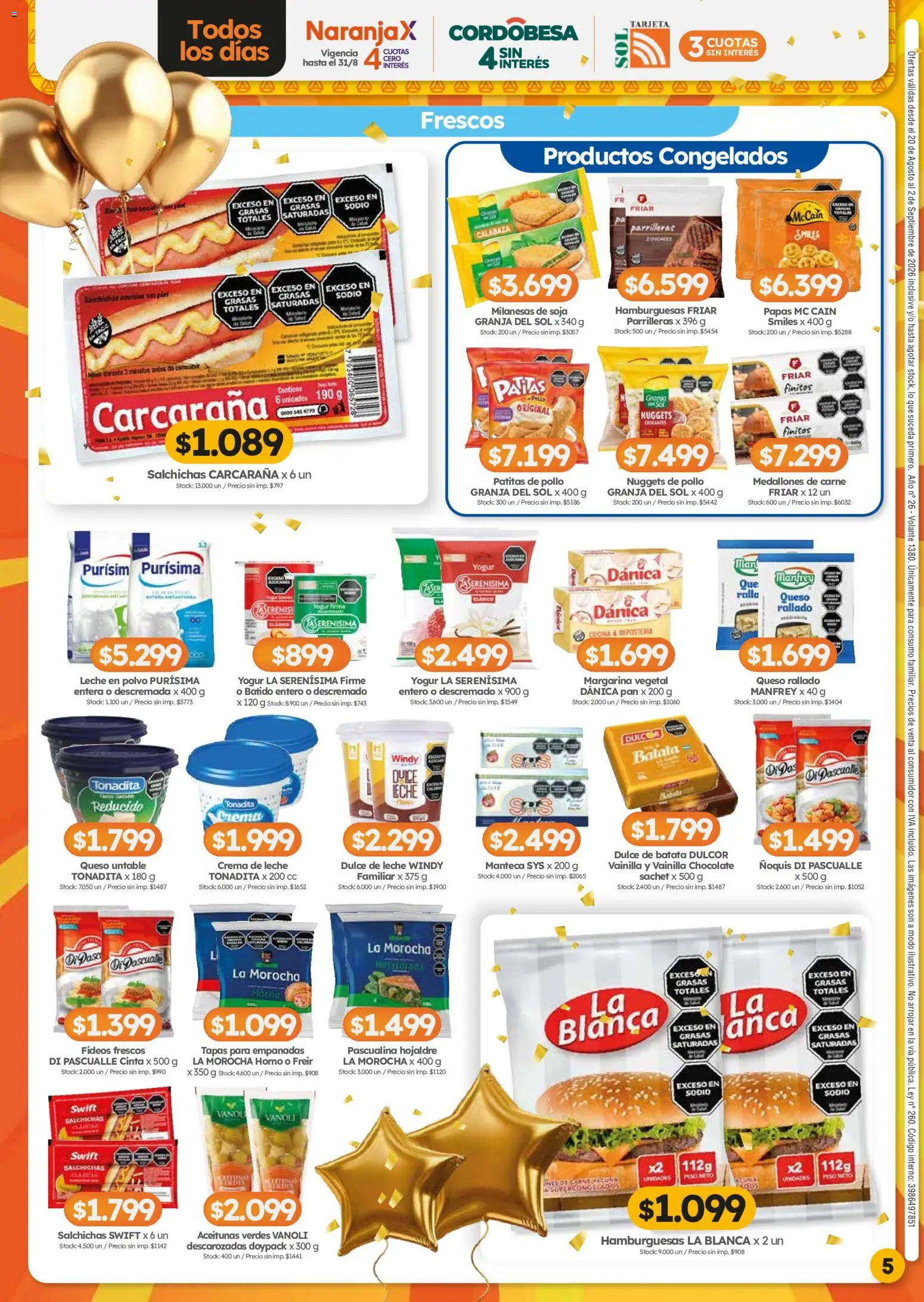 Cordiez ofertas │ válido desde el 20/08/2026 | Página: 5 | Productos: Queso rallado, Papas, Leche, Manteca