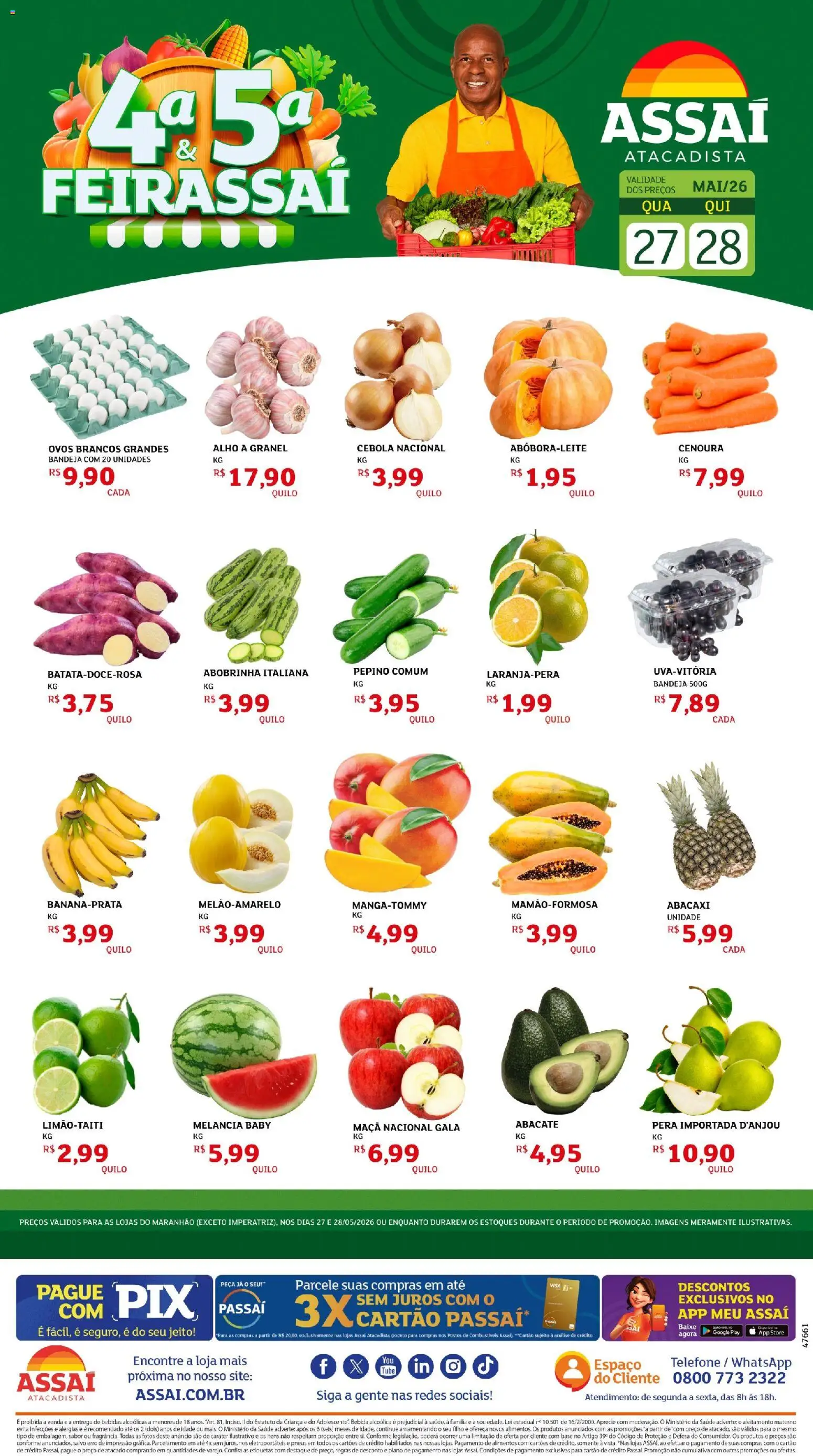 Assaí Atacadista Folheto - válido de 27.05.2026 | Página: 1 | Produtos: Pera, Base, Abacaxi, Cenoura