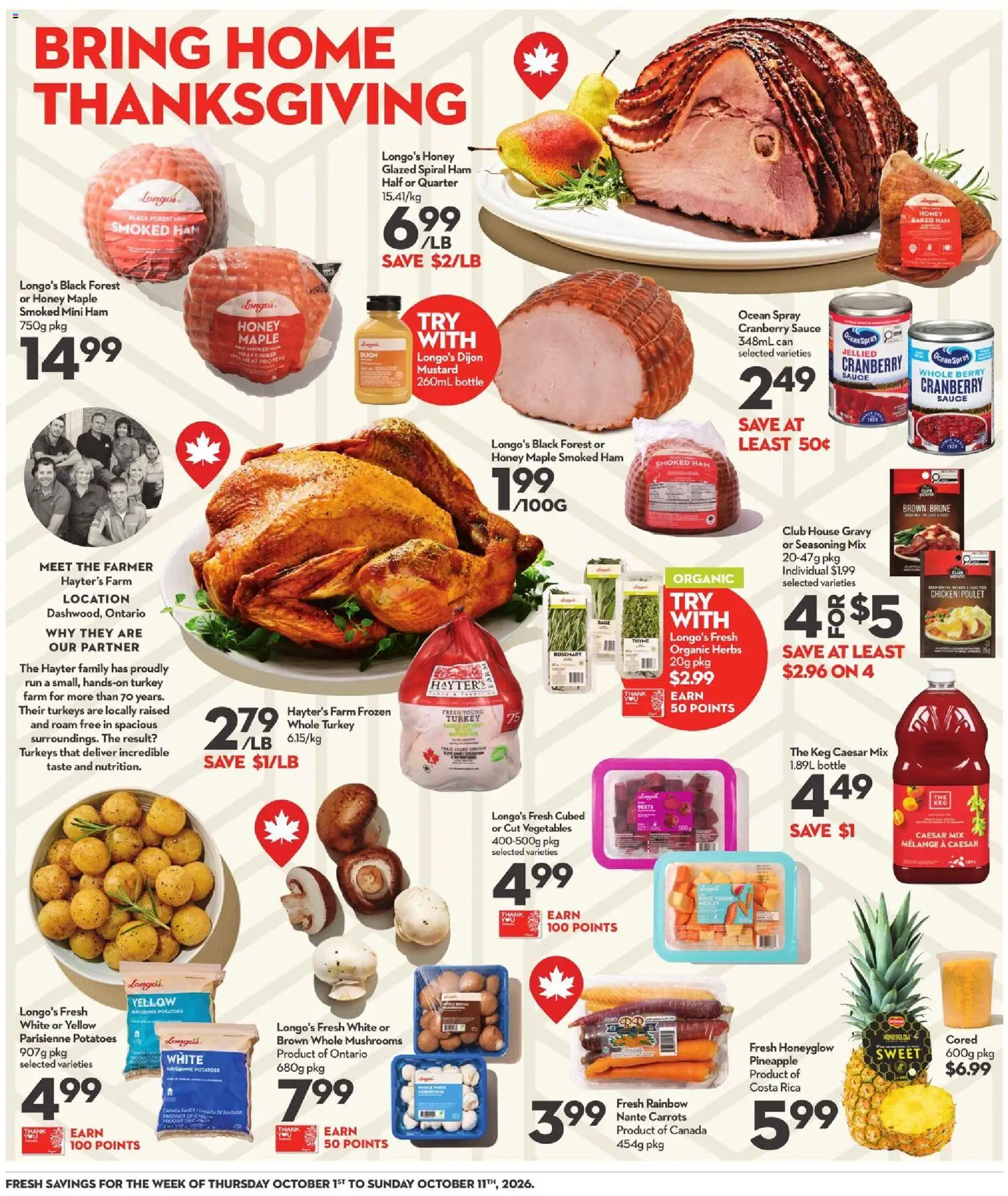 Longo's flyer valid from Oct 1, 2026 | Page: 4 | Products: Potatoes, Carrots, Vegetables, Mushrooms