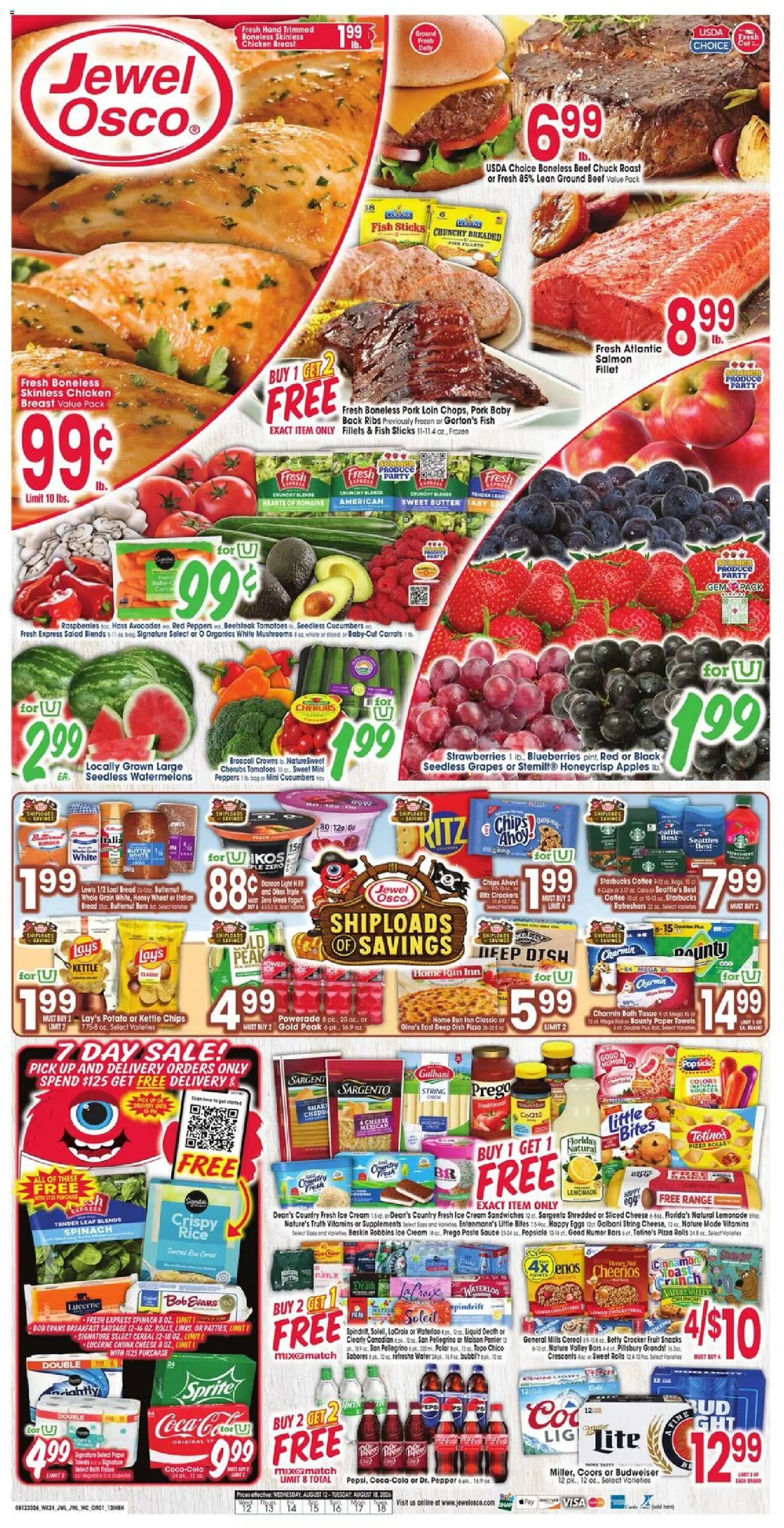 Jewel Osco Weekly Ad - valid from 08/12/2026 | Page: 1 | Products: Honey, Fish, Salad, Sprite