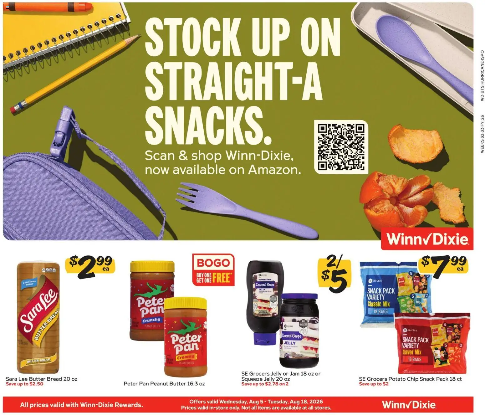 Winn Dixie In-Store Flyer - valid from 08/05/2026 | Page: 1 | Products: Pan, Butter, Bread