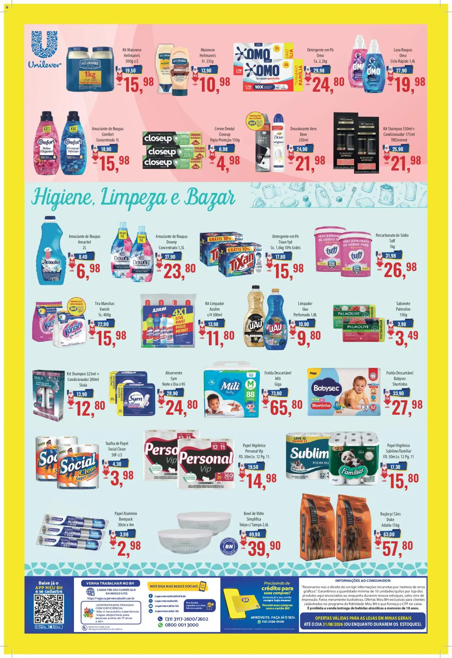 Supermercados BH Folheto - válido de 17/08/2026 | Página: 4 | Produtos: Desodorante, Detergente, Maionese, Amaciante
