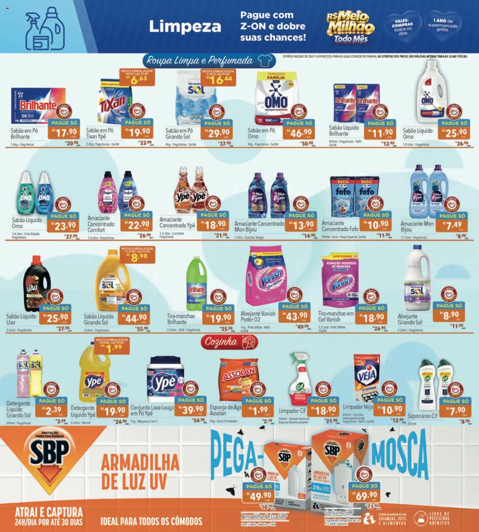 Supermercados Condor Folheto - válido de 28/07/2026 | Página: 18 | Produtos: Pó, Esponja, Alvejante, Saponáceo