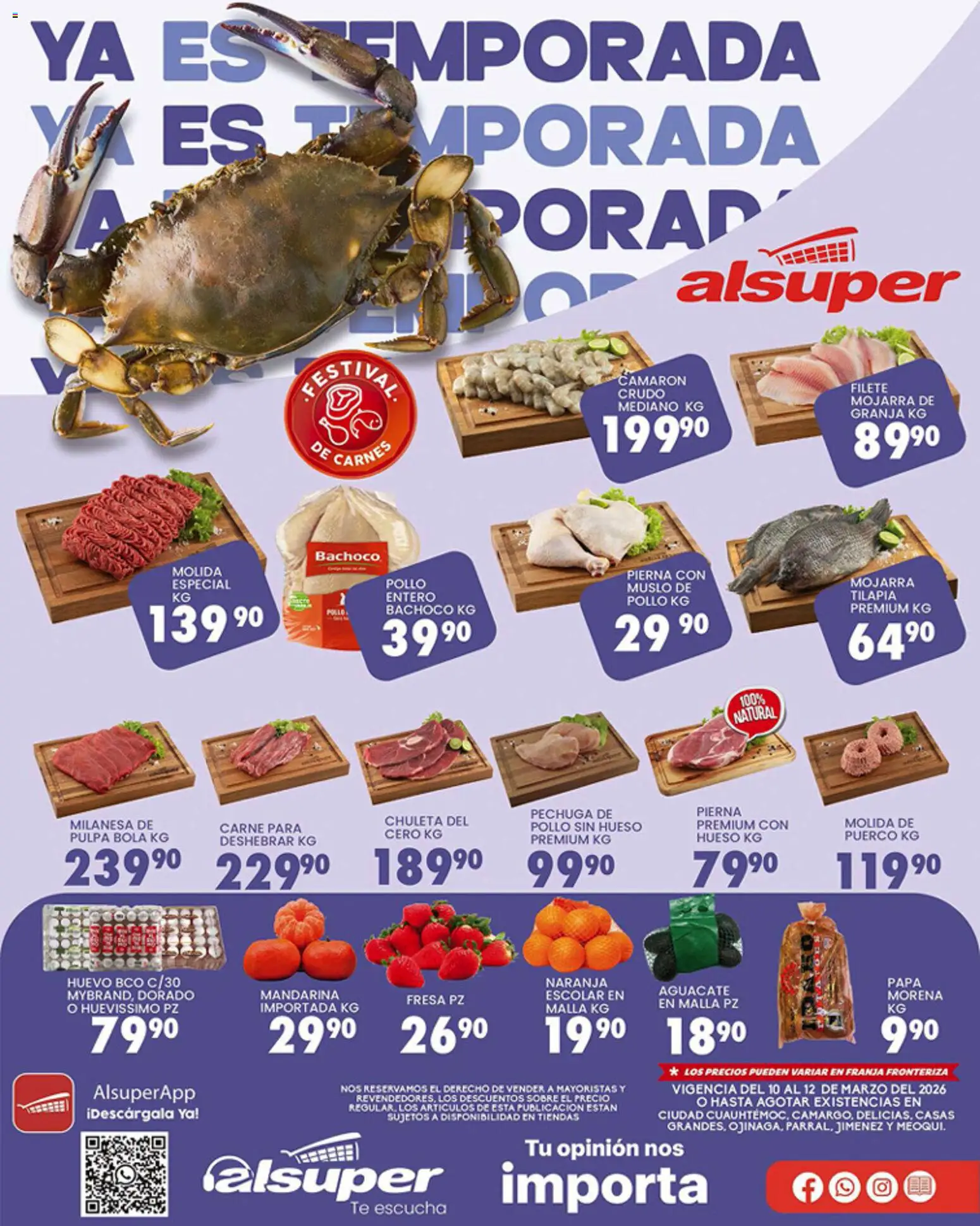 Nuevas ofertas de Alsuper válidas en toda la República Mexicana desde el 10.03.2026. ¡Encuentra las mejores ofertas en Alsuper folleto Chihuahua-Estado! | Página: 1 | Productos: Fresa, Milanesa, Huevo, Aguacate