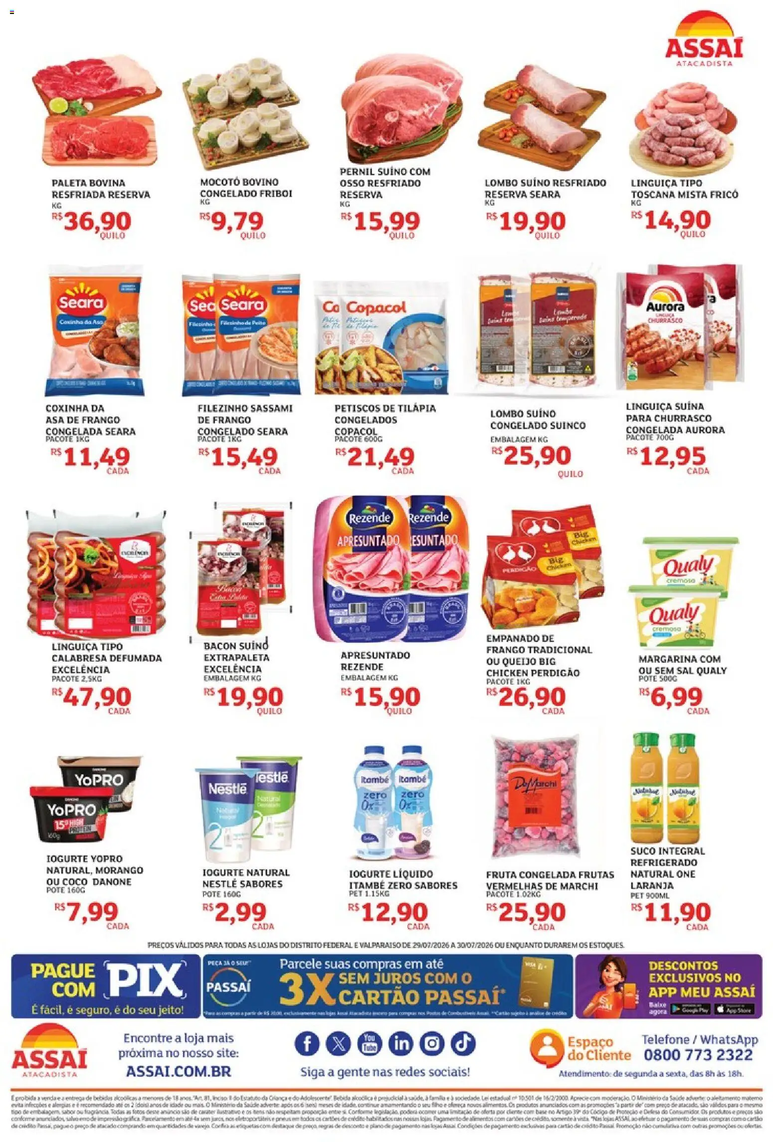 Assaí Atacadista Folheto - válido de 29/07/2026 | Página: 2 | Produtos: Linguiça, Telefone, Sal, Margarina