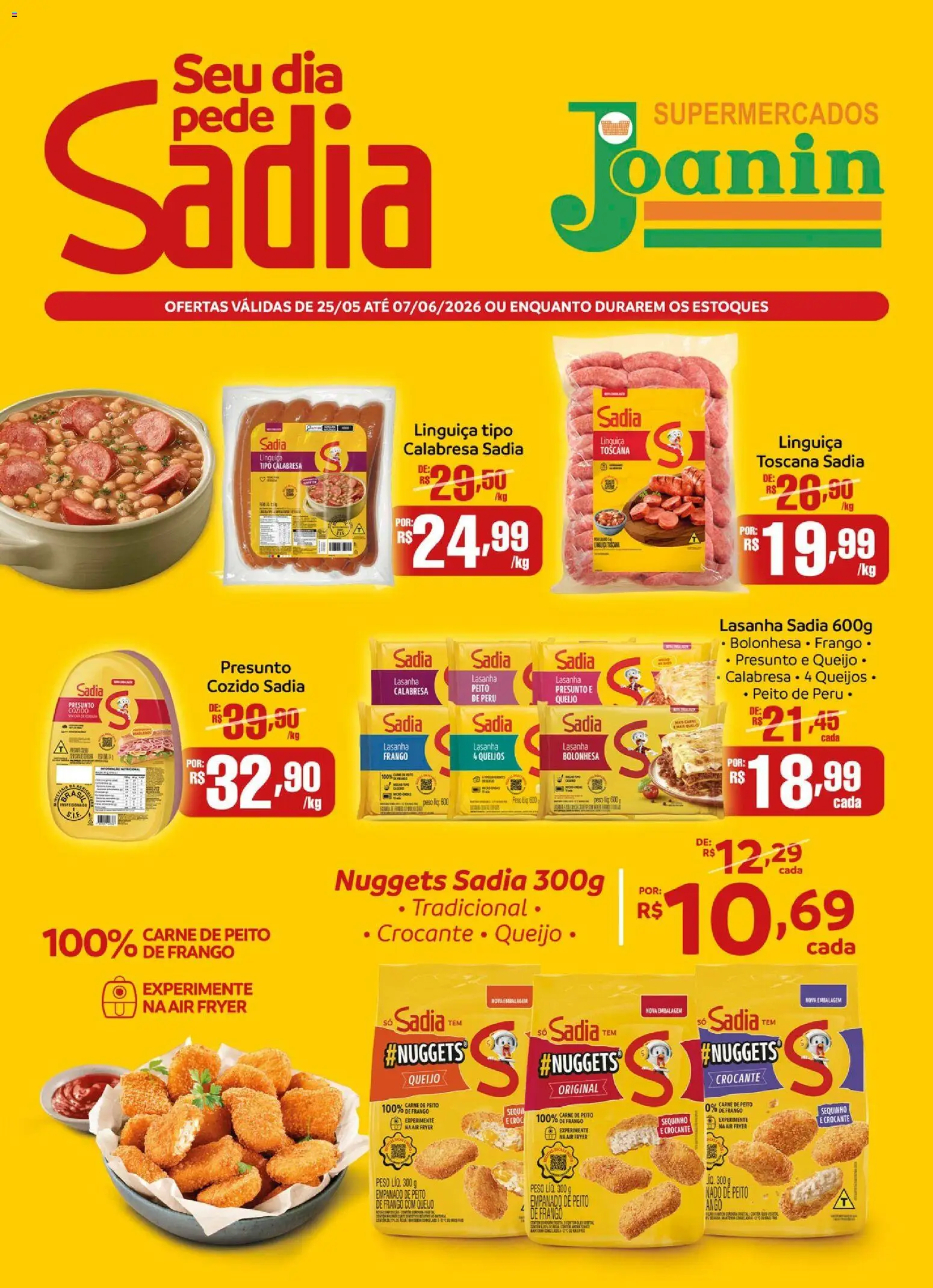 Supermercados Joanin Folheto - válido de 25.05.2026 | Página: 1 | Produtos: Air fryer, Peito de peru, Carne, Lasanha