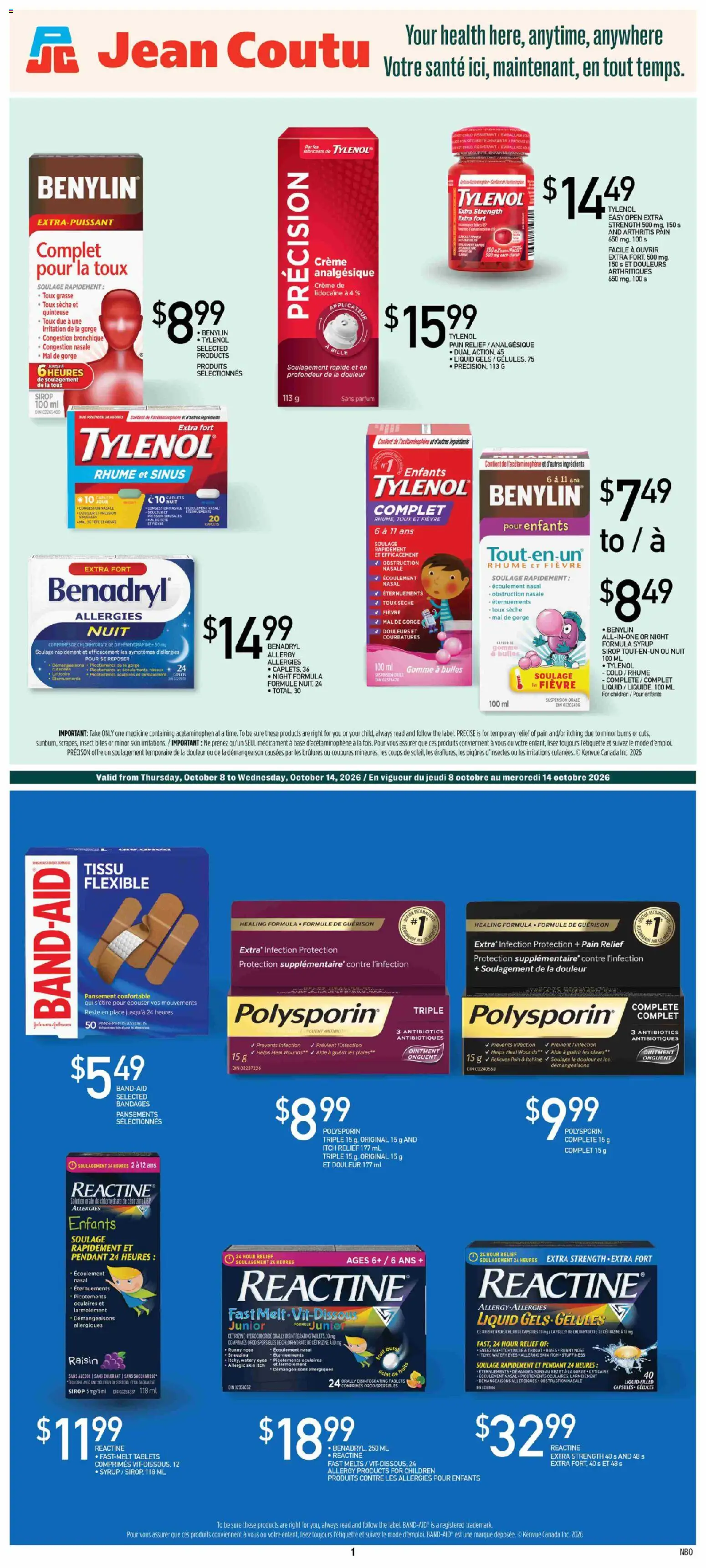 Jean Coutu flyer valid from Oct 8, 2026 | Page: 1