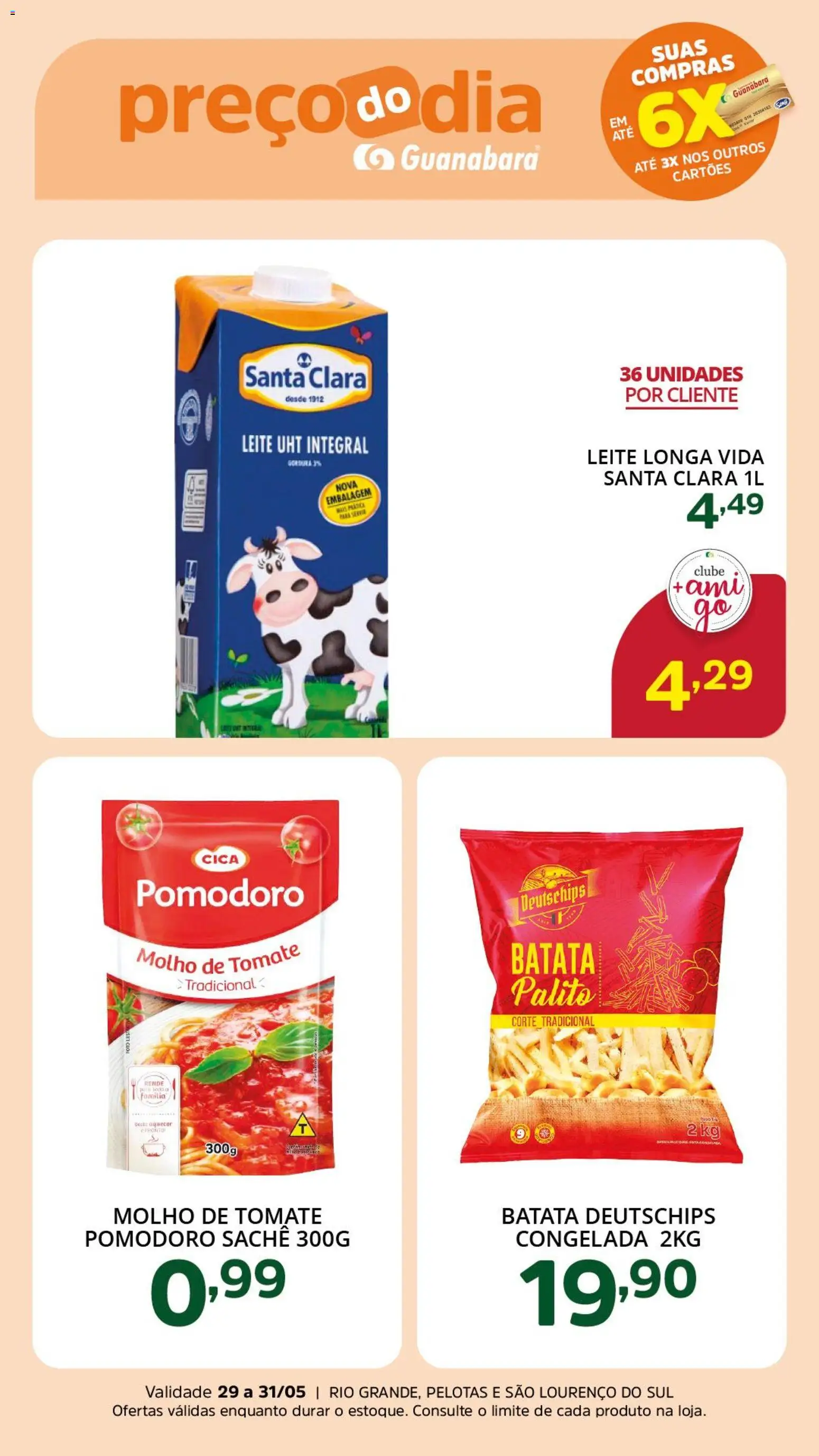 Supermercado Guanabara Folheto - válido de 29.05.2026 | Página: 3 | Produtos: Molho de tomate, Leite, Batata