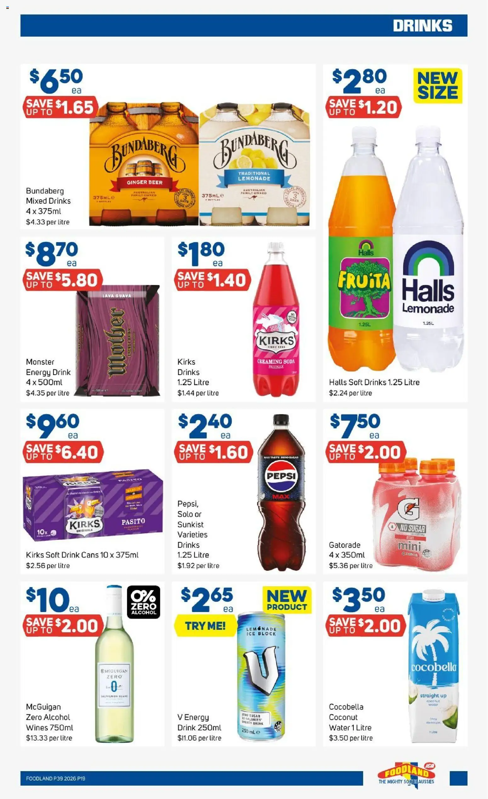 Foodland catalogue - valid from 23/09/2026 | Page: 19 | Products: Ginger, Beer, Pepsi, Lemonade