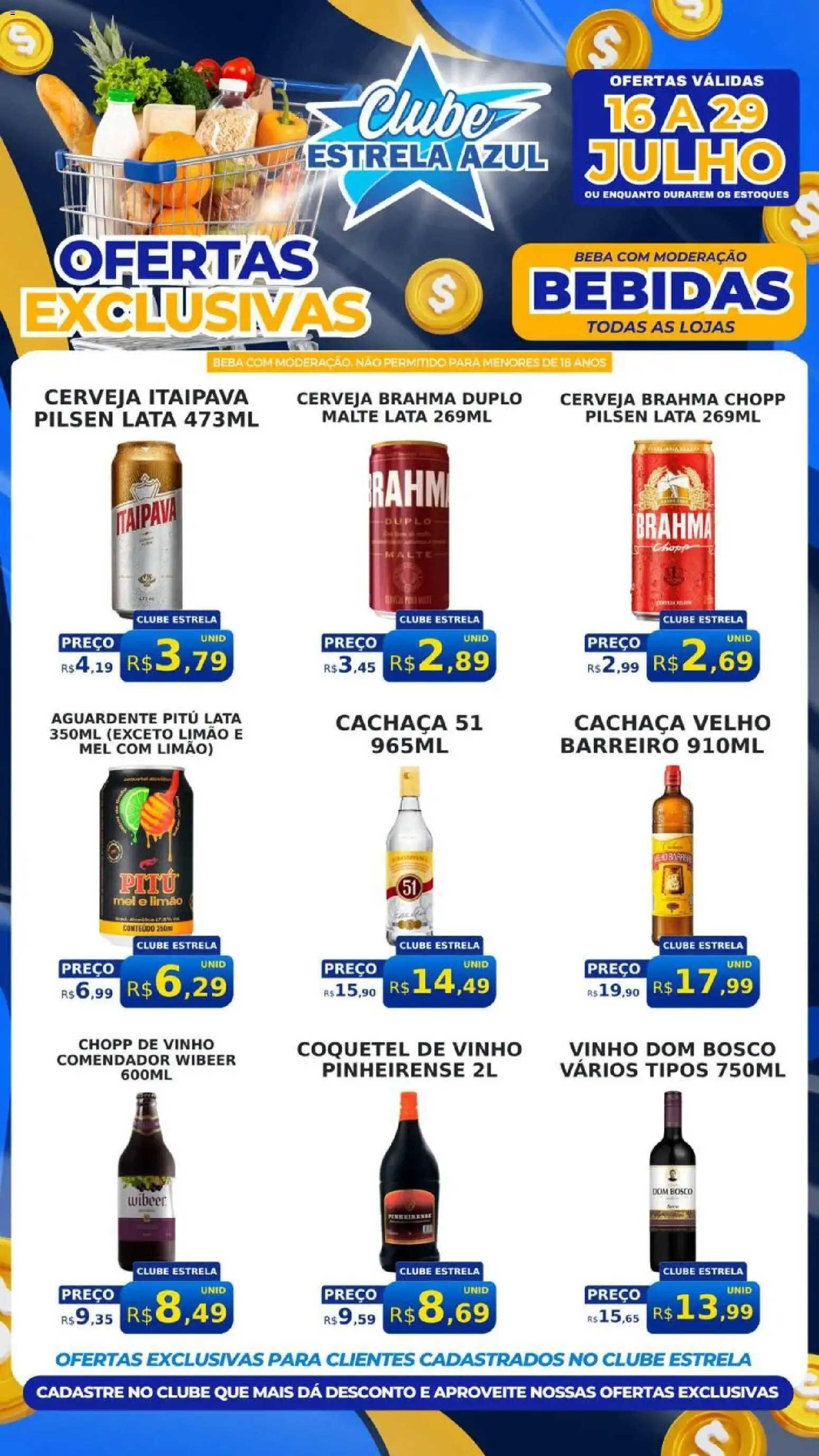 Estrela Azul Folheto - válido de 16/07/2026 | Página: 2 | Produtos: Vinho, Cerveja, Mel, Cachaça 51