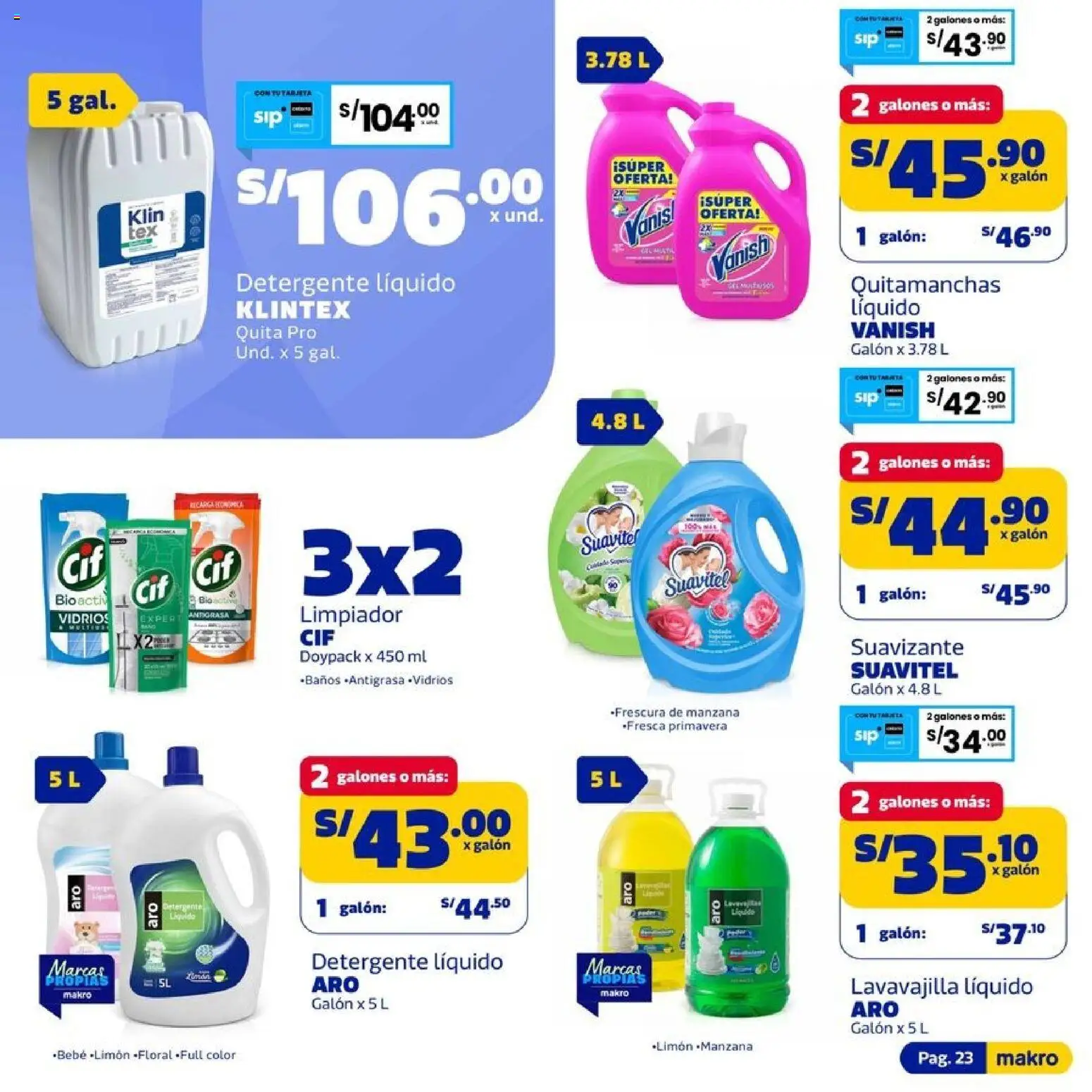 Catálogo Makro válido desde 13/08/2026 | Página: 23 | Productos: Quitamanchas, Detergente, Detergente líquido