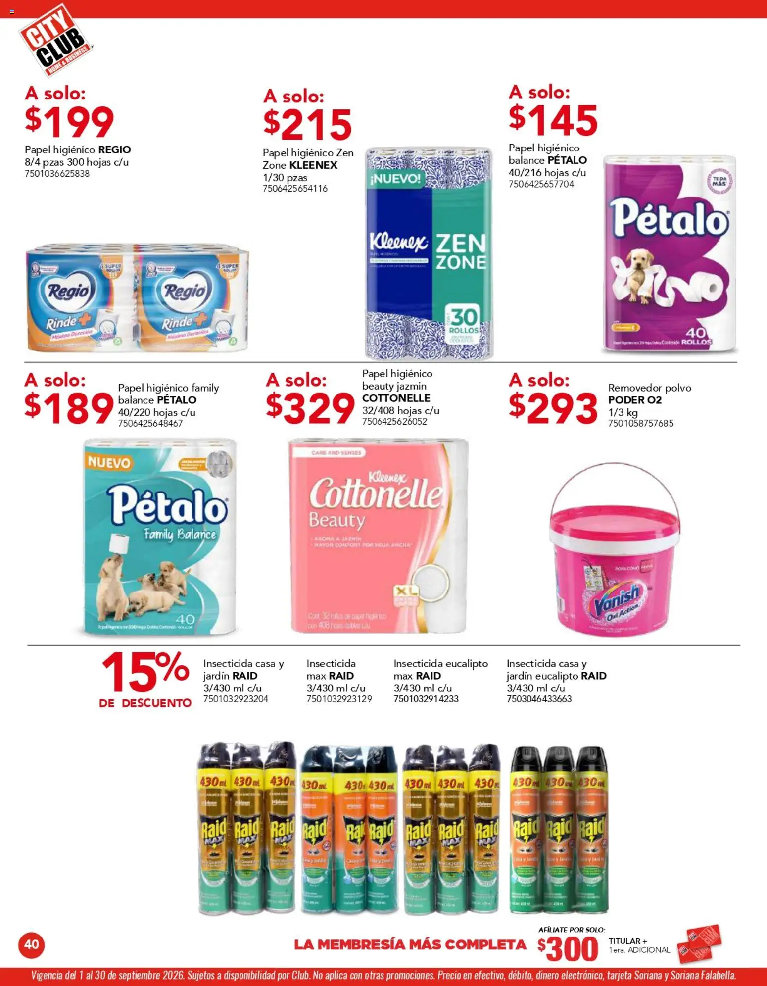 Nuevas ofertas de City Club válidas en toda la República Mexicana desde el 01/09/2026. ¡Encuentra las mejores ofertas en City Club catálogo! | Página: 40 | Productos: Papel higiénico, Insecticida, Té, Polvo