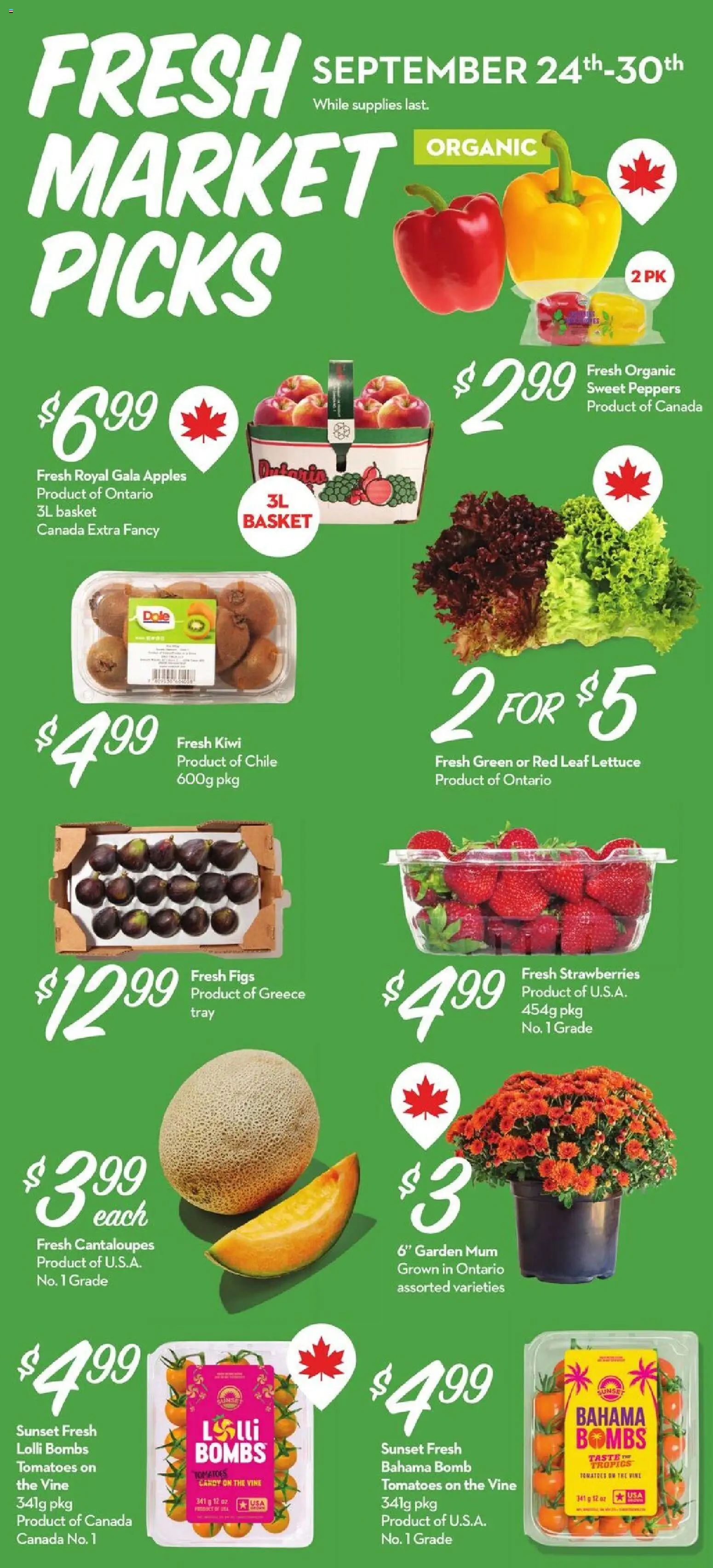 Longo's flyer valid from Sep 24, 2026 | Page: 2 | Products: Strawberries, Kiwi, Figs, Apples