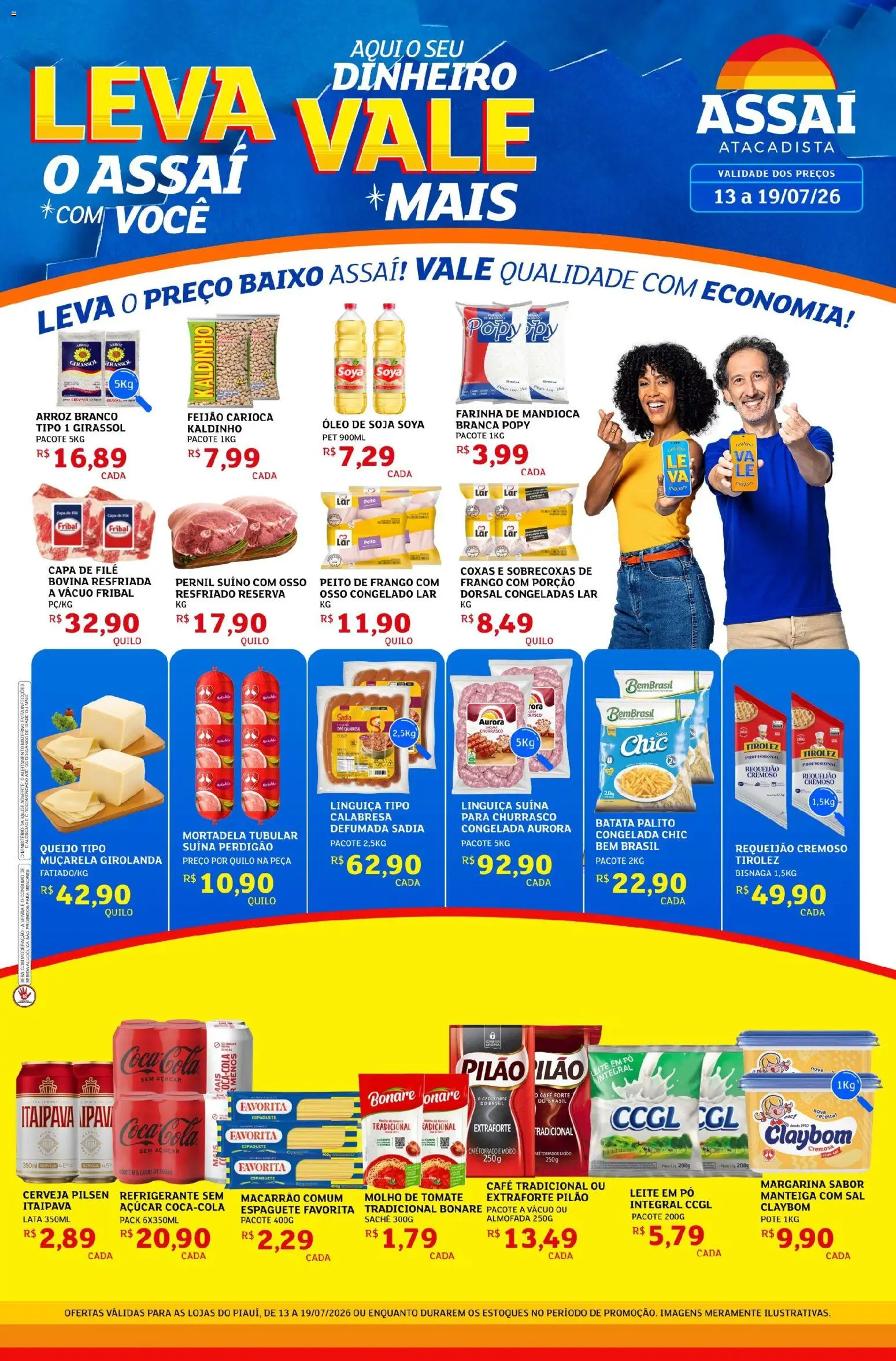Assaí Atacadista Folheto - válido de 13/07/2026 | Página: 1 | Produtos: Mandioca, Cola, Frango, Leite em pó