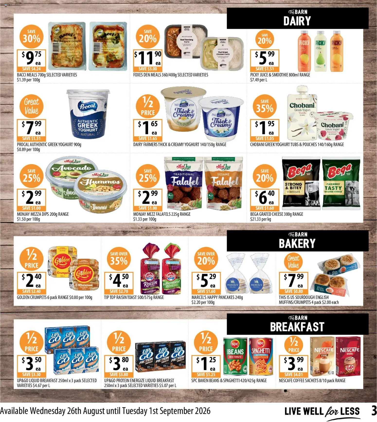 Supabarn catalogue - valid from 26/08/2026 | Page: 3 | Products: Yogurt, Crumpets, Avocado, Raspberry