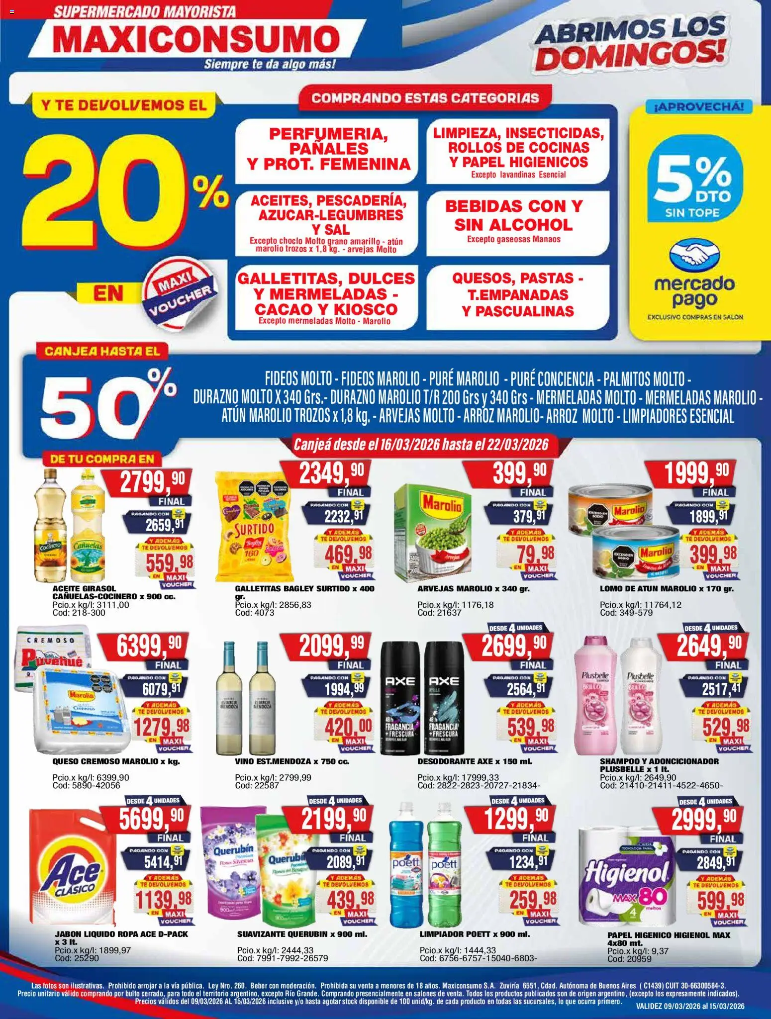 Maxiconsumo ofertas │ válido desde el 16.03.2026 | Página: 1 | Productos: Galletitas, Sal, Ropa, Cacao