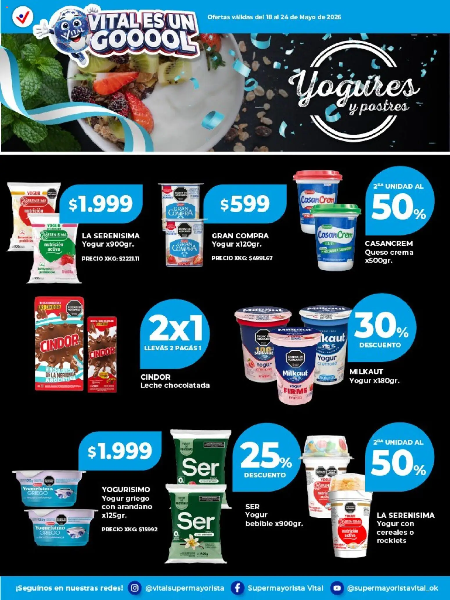 Vital - Especial de frescos │ válido desde el 18.05.2026 | Página: 5 | Productos: Queso crema, Yogur, Chocolatada, Cereales