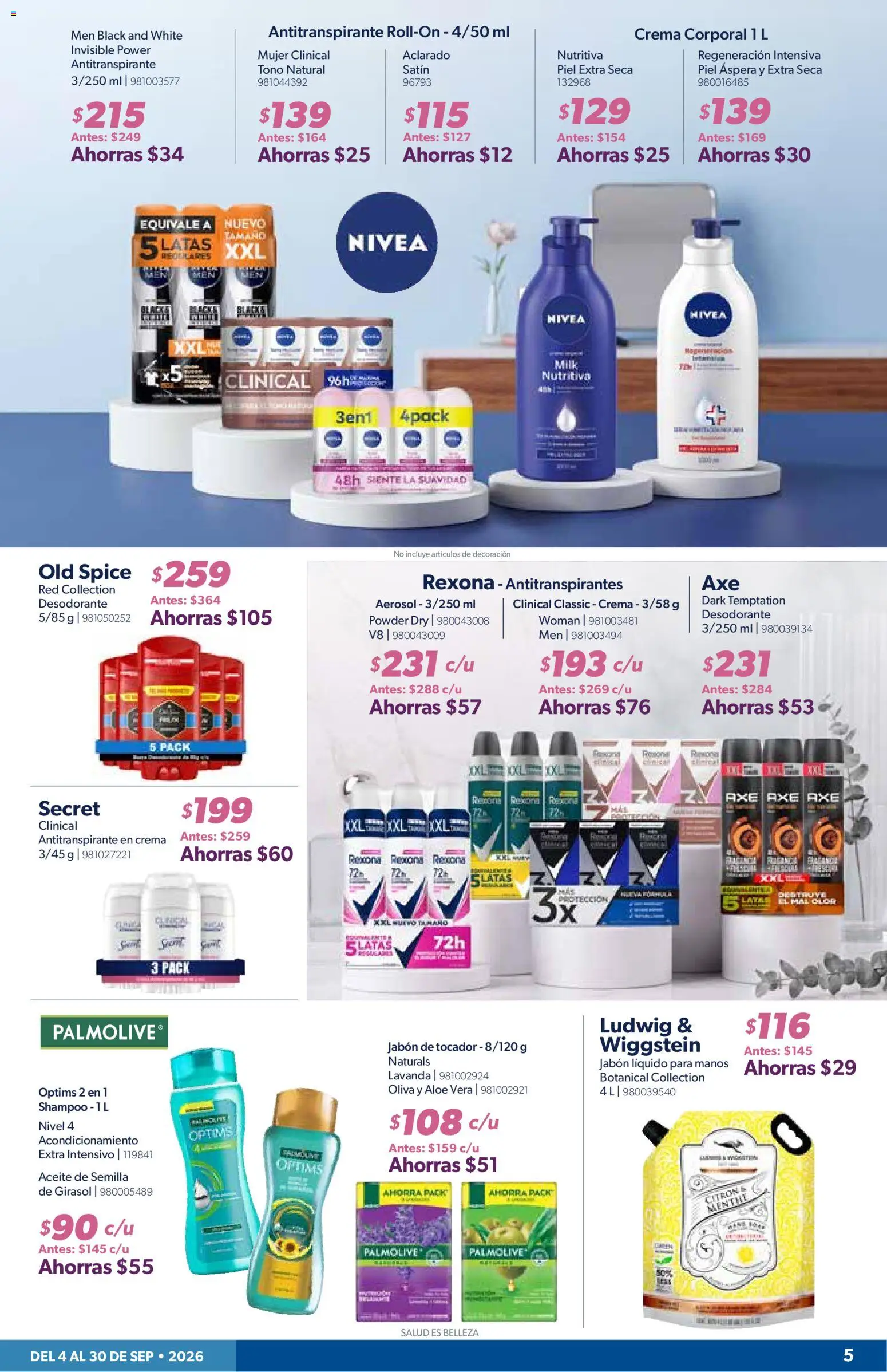 Nuevas ofertas de Sam's Club válidas en toda la República Mexicana desde el 04/09/2026. ¡Encuentra las mejores ofertas en Sam's Club catálogo Momento para consentirte! | Página: 5 | Productos: Aceite, Decoración, Crema corporal, Jabón