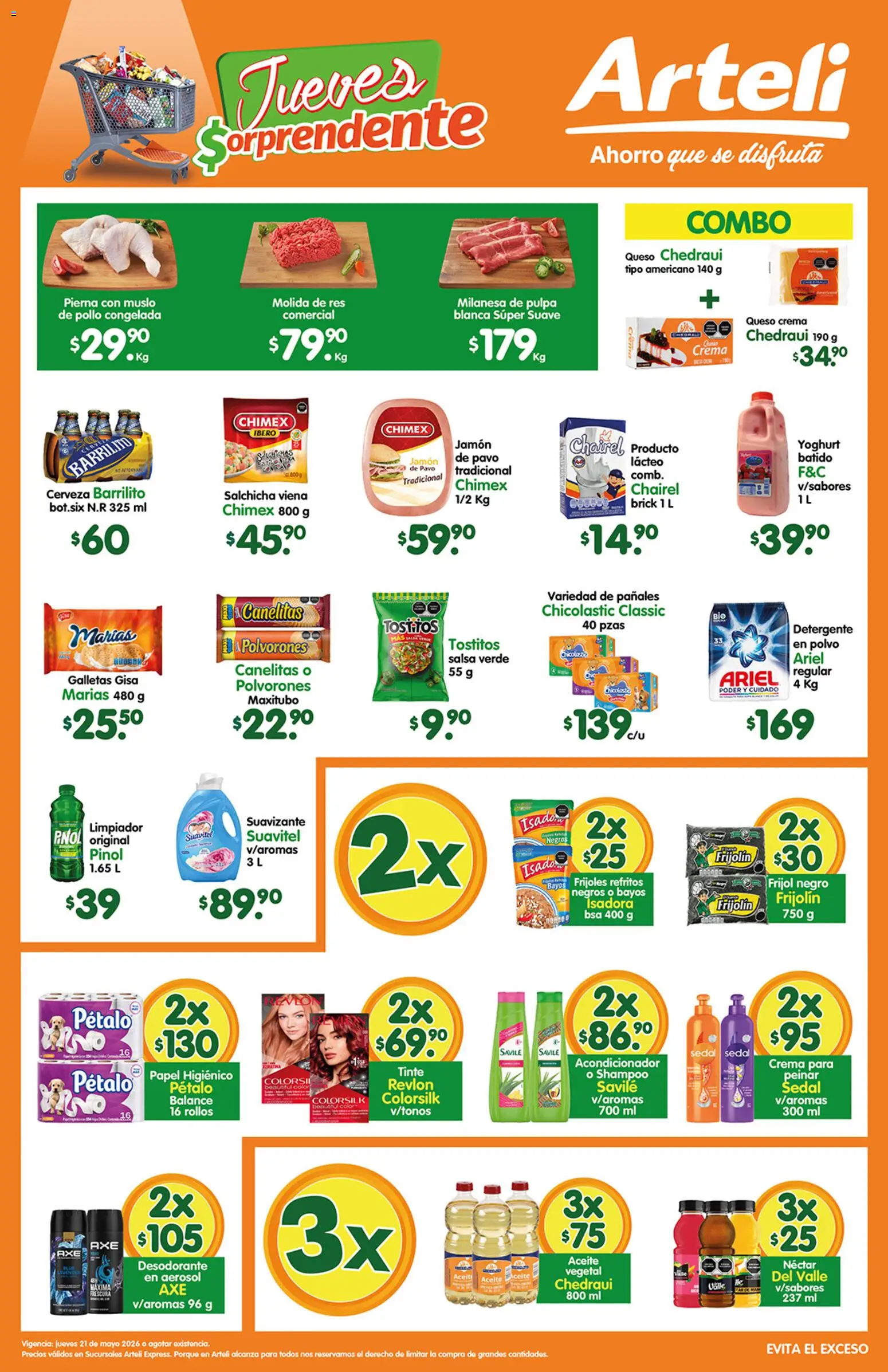 Nuevas ofertas de Arteli válidas en toda la República Mexicana desde el 21.05.2026. ¡Encuentra las mejores ofertas en Arteli folleto Express! | Página: 1 | Productos: Cerveza, Res, Galletas, Suavizante