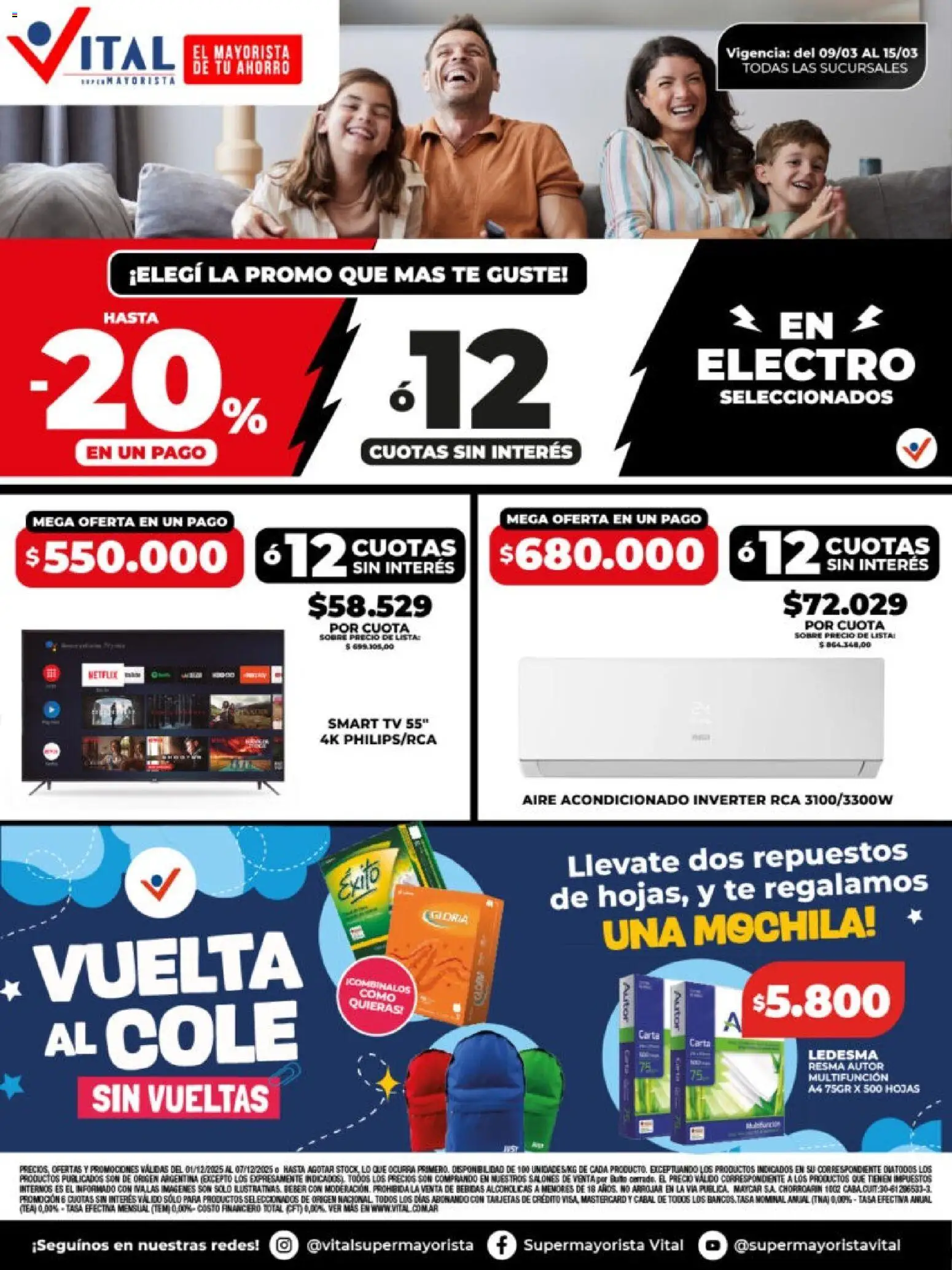 Vital - Especial de nonfood │ válido desde el 09.03.2026 | Página: 1 | Productos: Aire acondicionado, Sobre, Mochila, Té