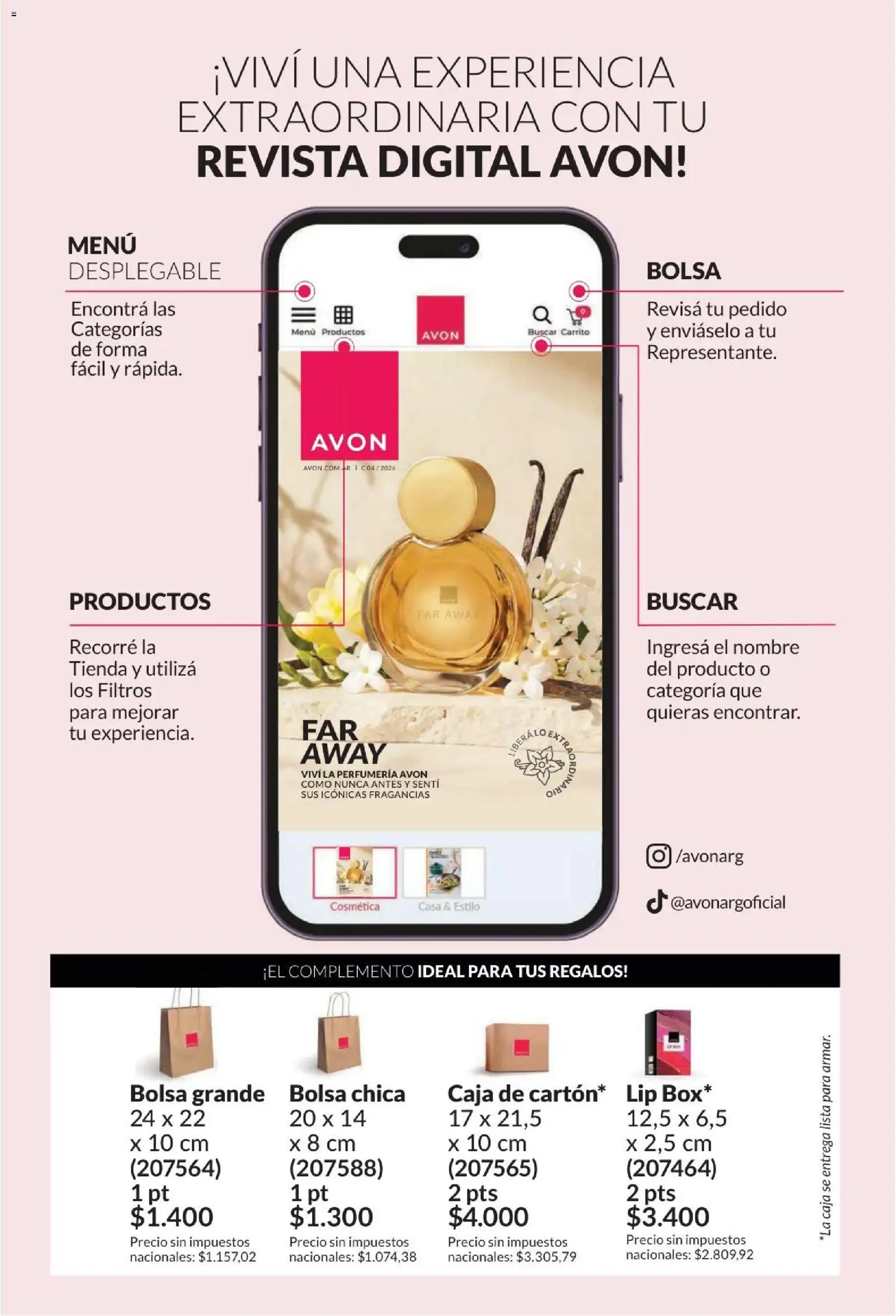 Catálogo AVON Campaña 4/2026 │ válido desde el 01/04/2026 | Página: 2 | Productos: Revista, Bolsa, Caja