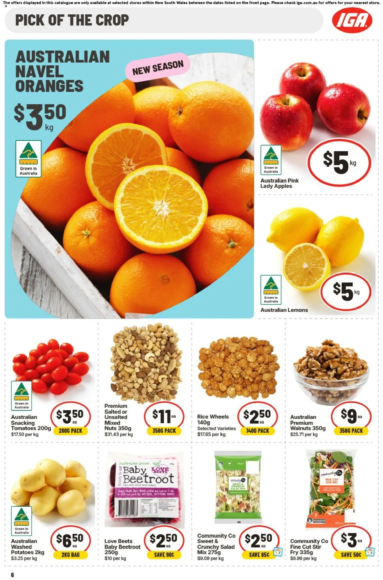 IGA catalogue - valid from 27.05.2026 | Page: 6 | Products: Apples, Oranges, Tomatoes, Bag