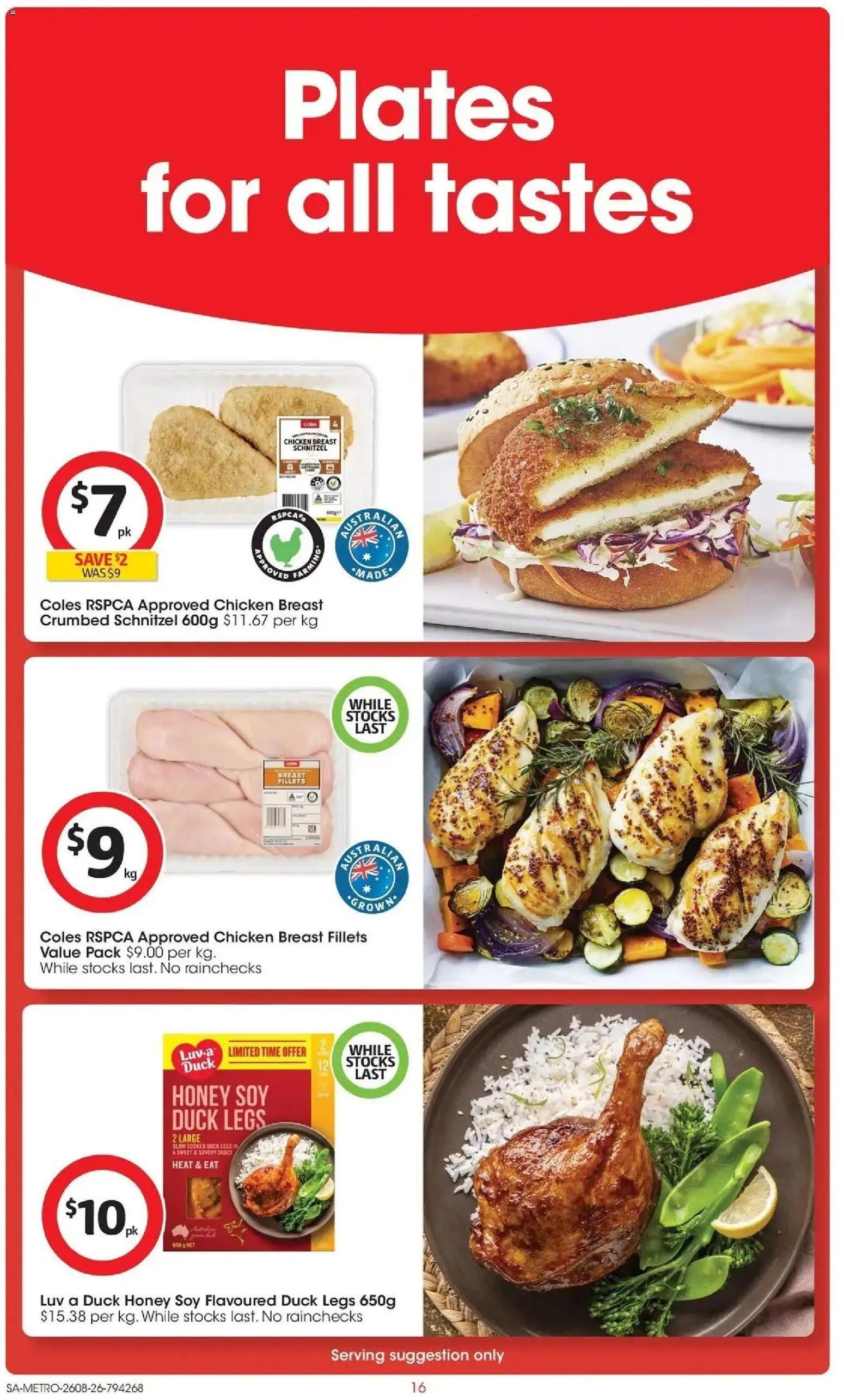 ﻿Coles catalogue valid from 26/08/2026 > Online Australia | Page: 16 | Products: Duck, Chicken, Chicken breast, Sauce