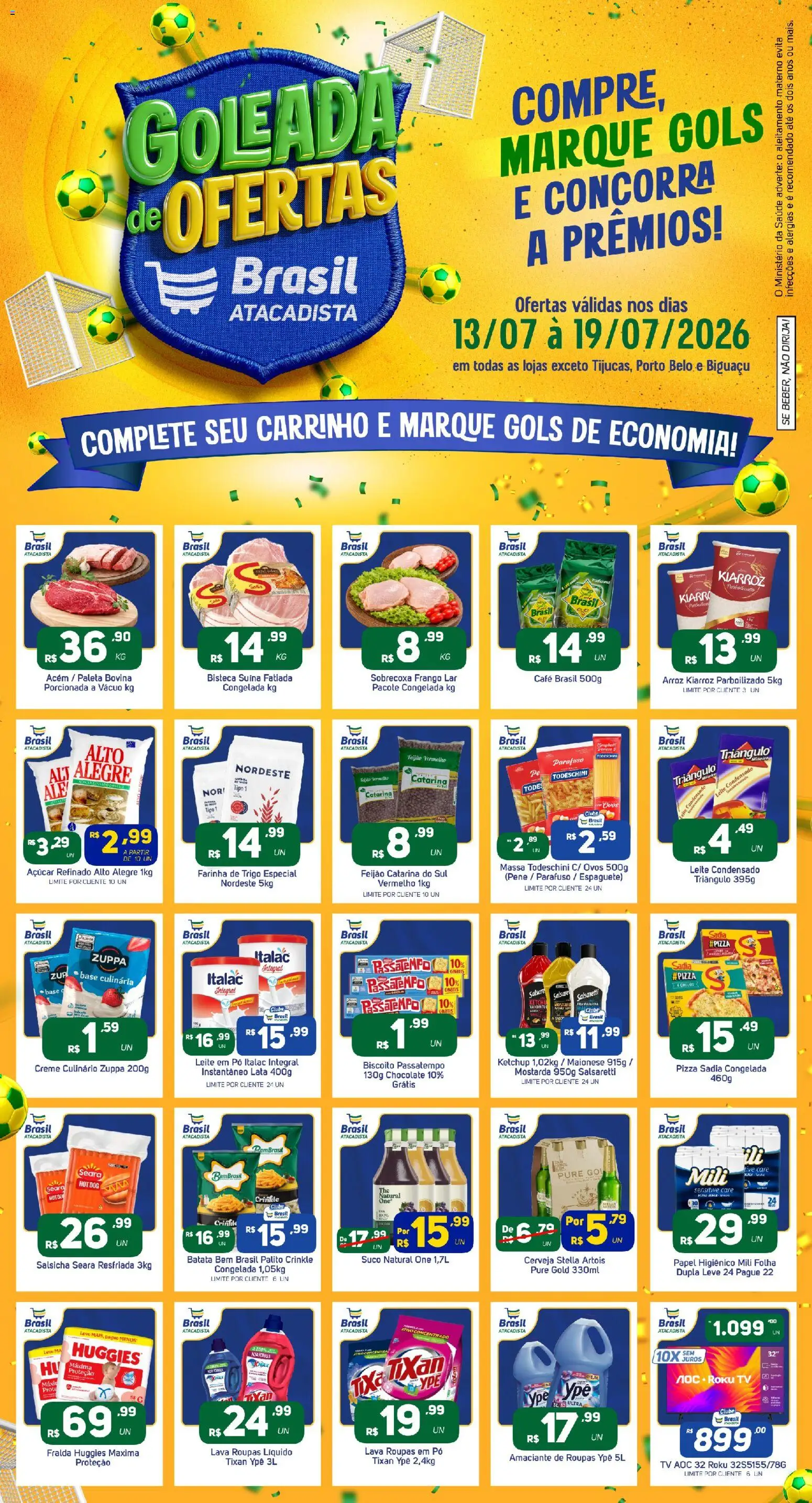Brasil Atacadista Folheto - válido de 13/07/2026 | Página: 1 | Produtos: Espaguete, Feijão, Pó, Biscoito