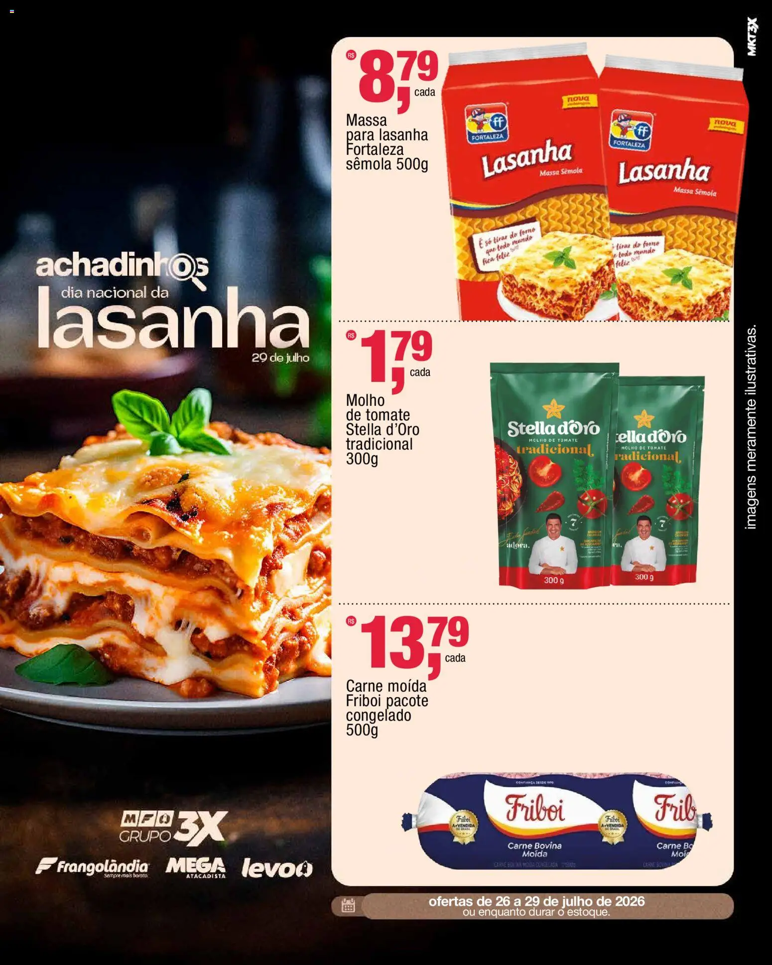 Frangolândia Folheto - válido de 29/07/2026 | Página: 2 | Produtos: Massa, Lasanha, Carne moída, Carne moida friboi