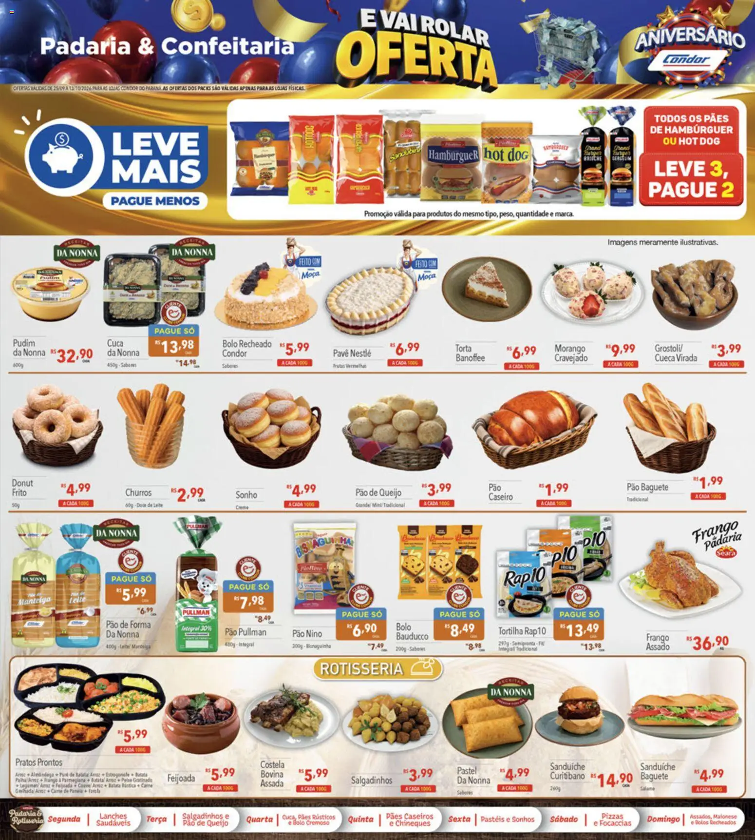 Supermercados Condor Folheto - válido de 25/09/2026 | Página: 9 | Produtos: Baguete, Salgadinhos, Bolo, Maionese