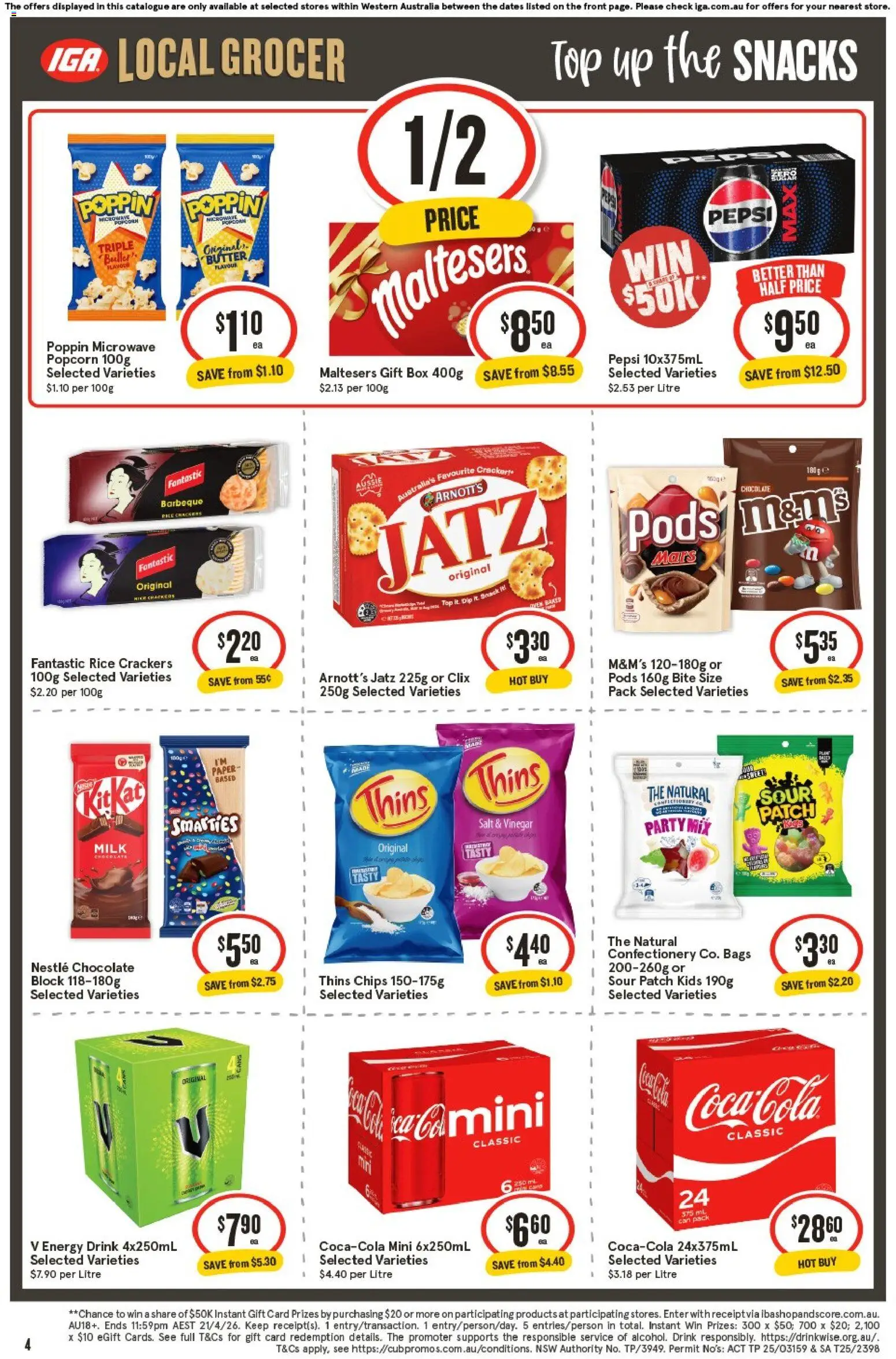 IGA catalogue - valid from 15.04.2026 | Page: 4 | Products: Butter, Chocolate, Popcorn, Salt