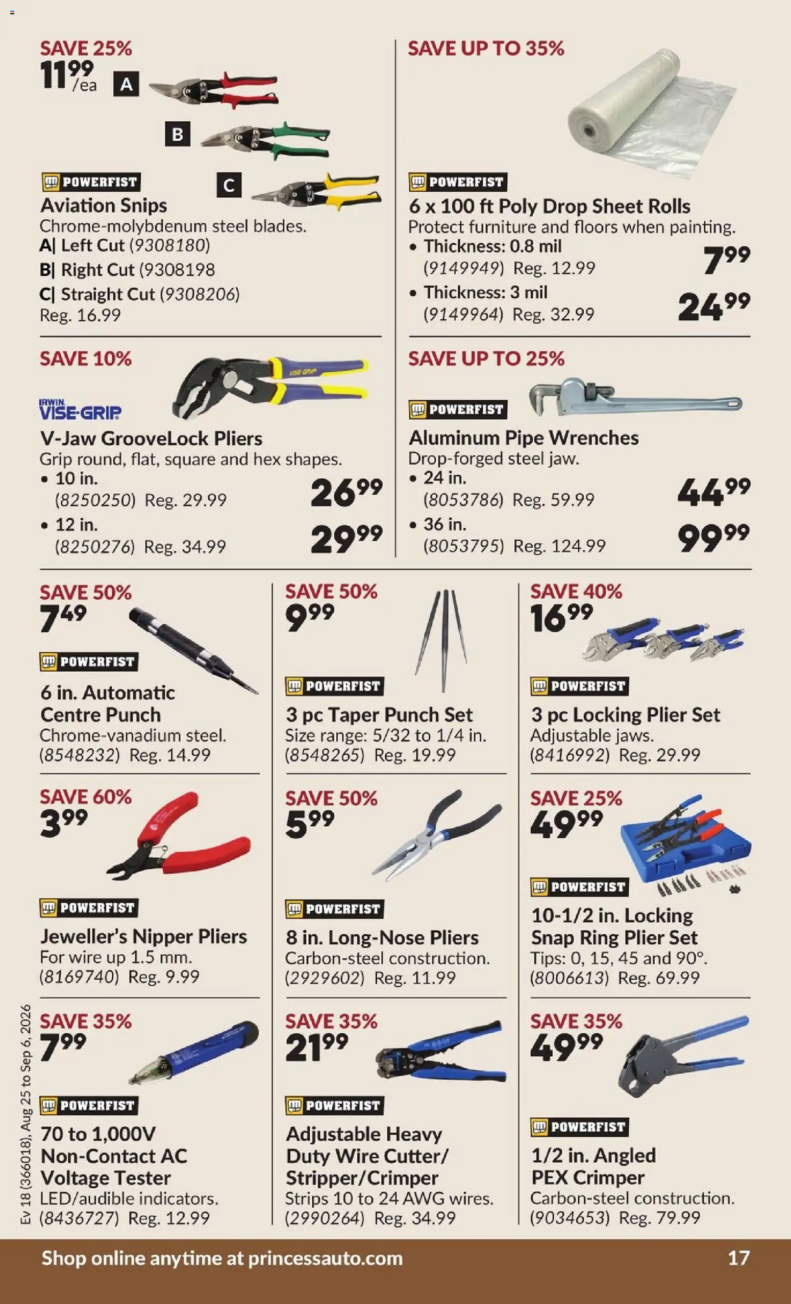 Princess Auto flyer valid from Aug 25, 2026 | Page: 18 | Products: PC, Strips